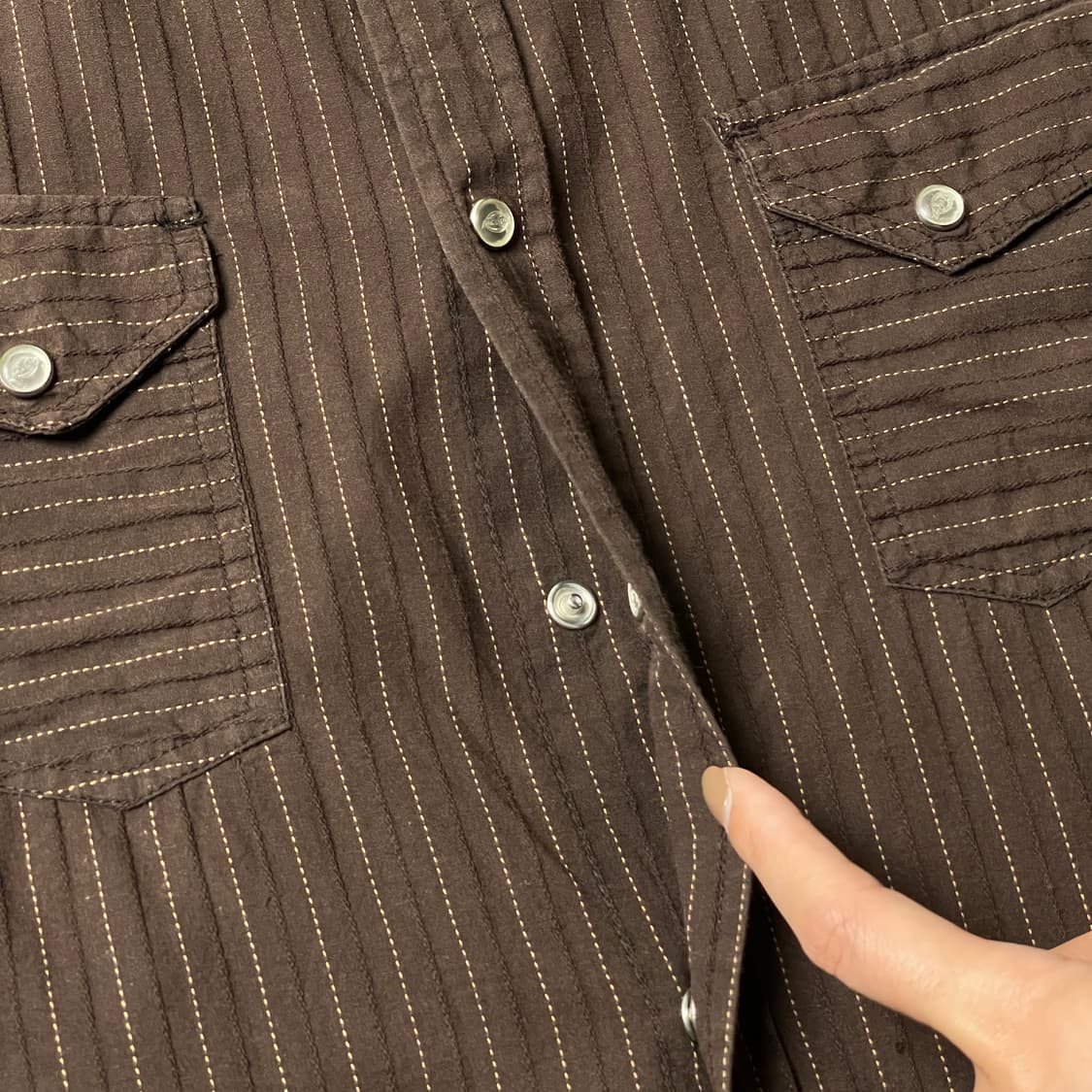 DICKIES 디키즈 브라운 스트라이프 반팔 워크셔츠 A00931 상품이미지4