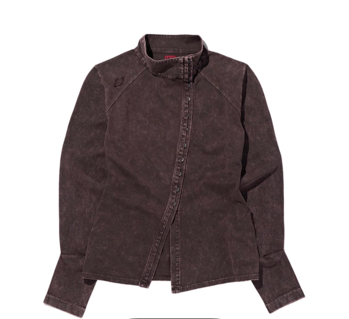 구합니다) 미스치프 워시드 저지 셔츠 퍼플 브라운 상품이미지1