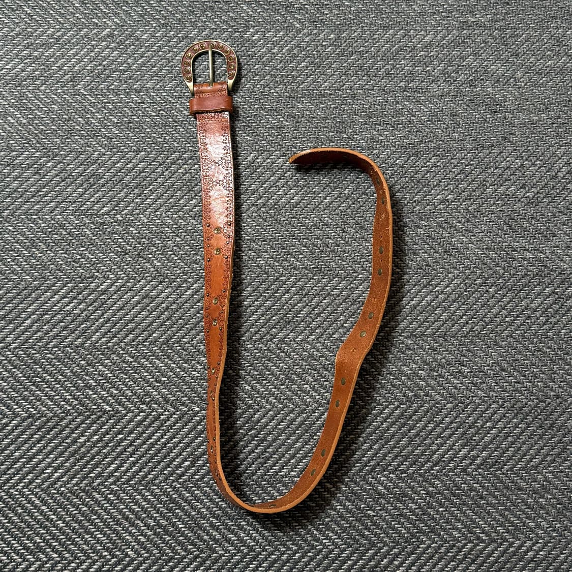 웨스턴 빈티지 브라운 가죽 벨트 상품이미지2