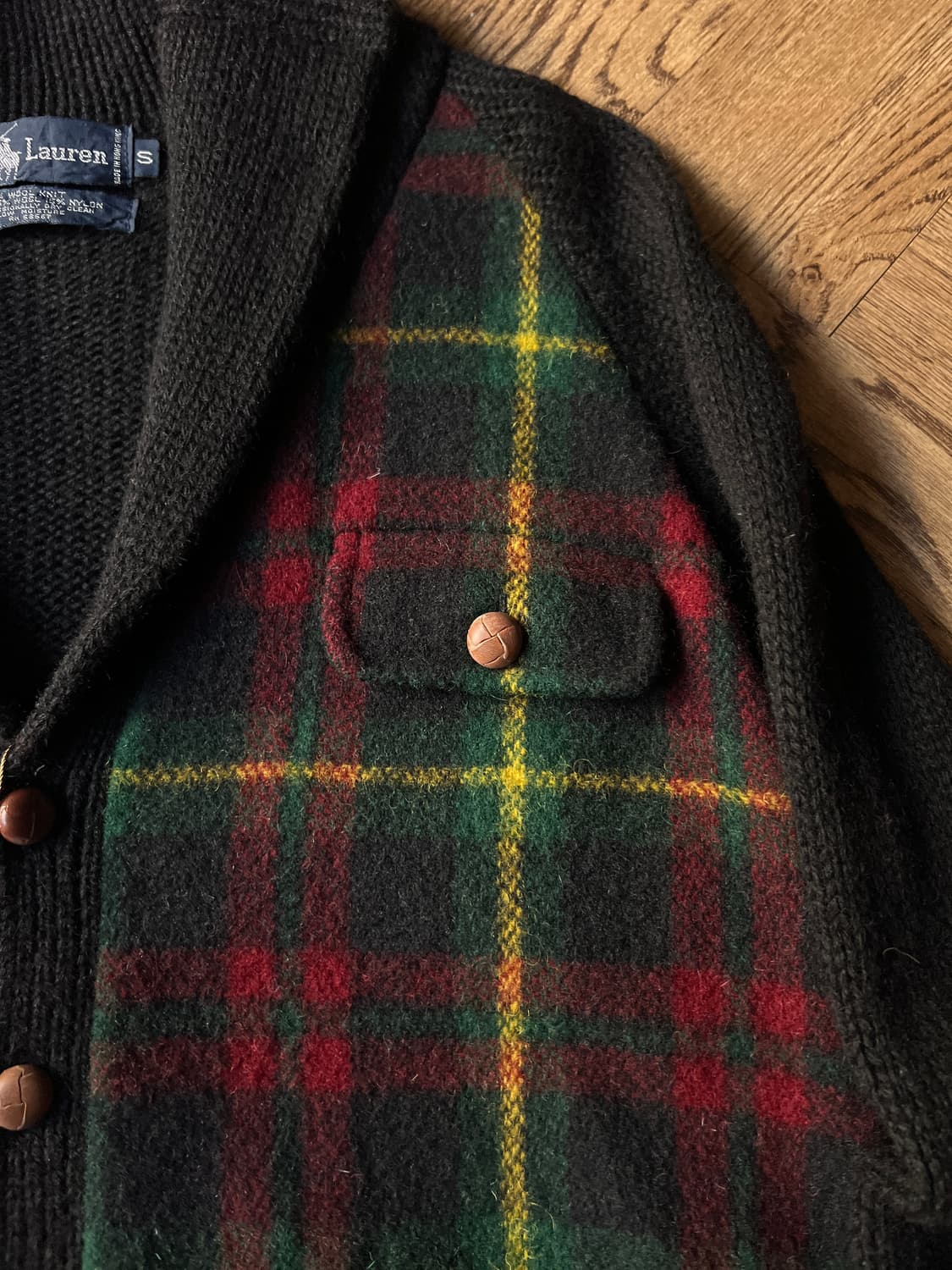 [S]80's 폴로 랄프로렌 체크 울 가디건 상품이미지3