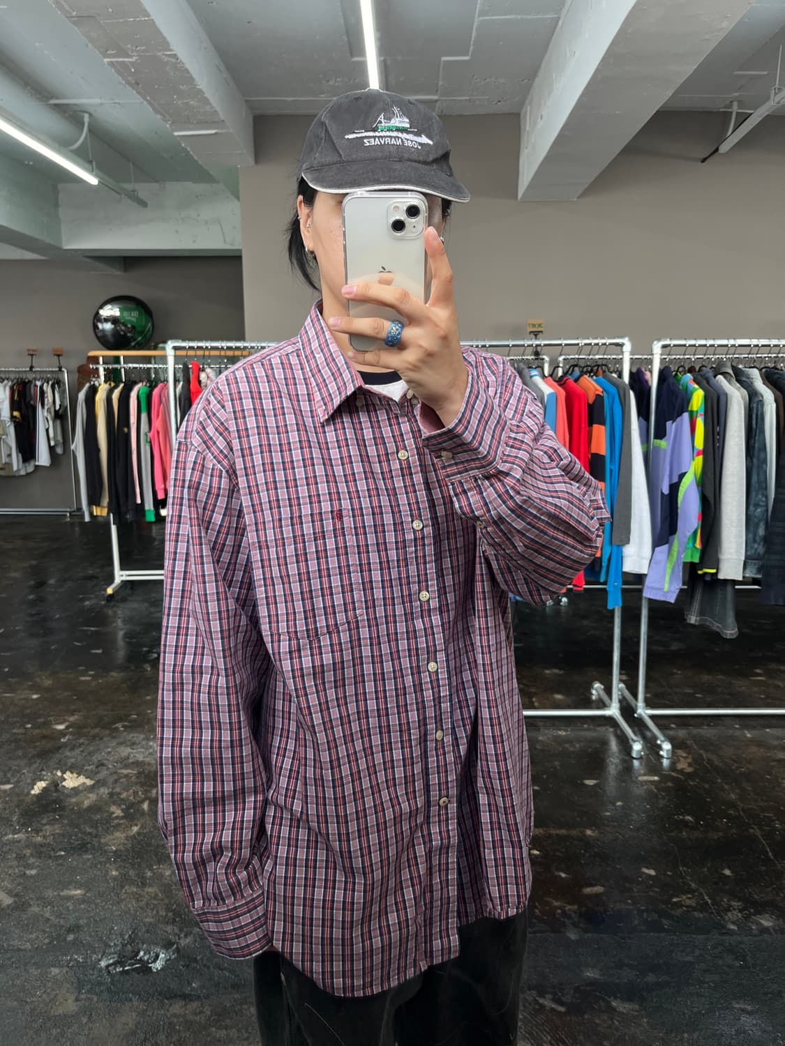 IZOD 오버사이즈 체크 셔츠 상품이미지1