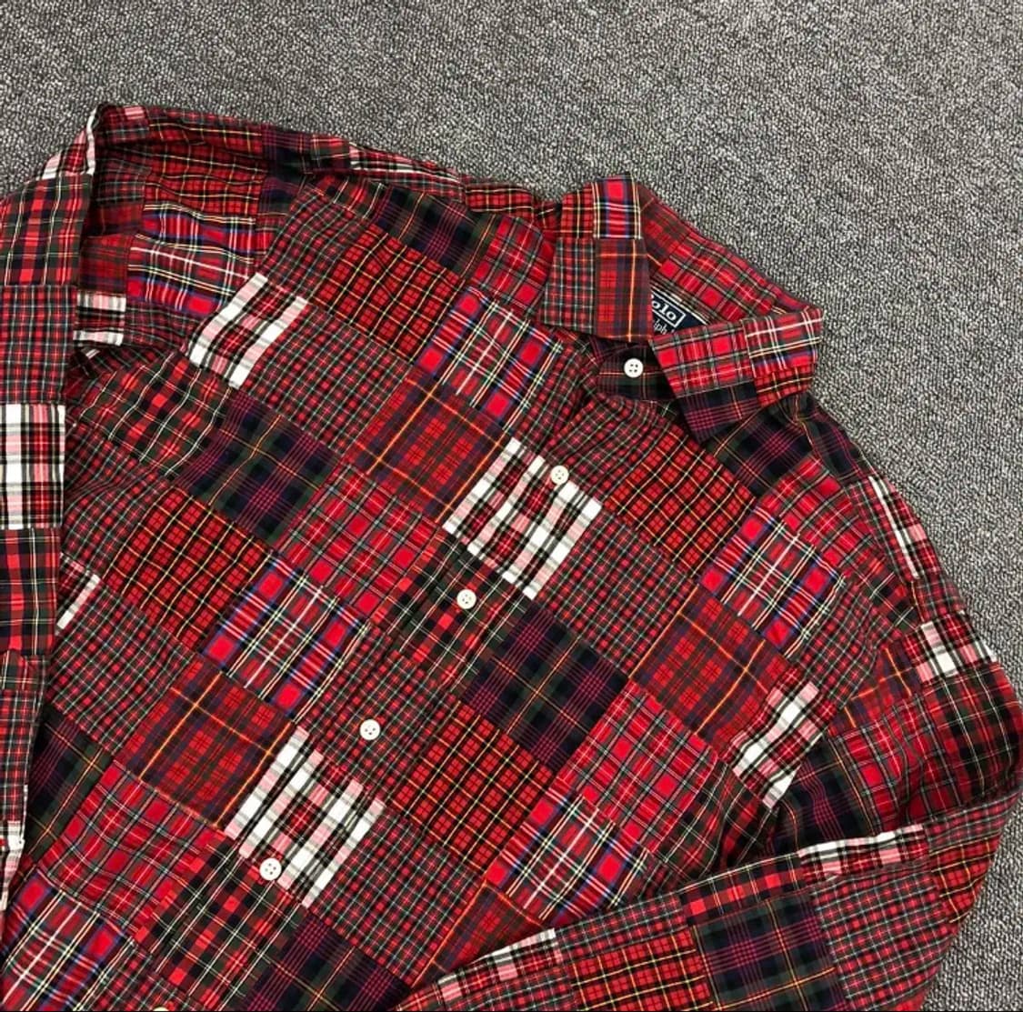 폴로 패치워크 체크 셔츠 M 상품이미지3