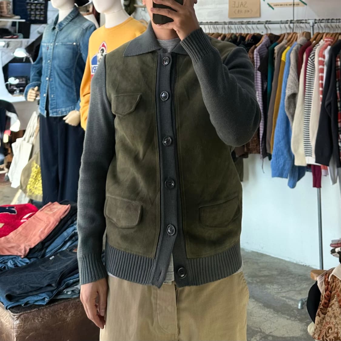 (착용컷) 스웨이드 니트 자켓 (남성용 98) 상품이미지3