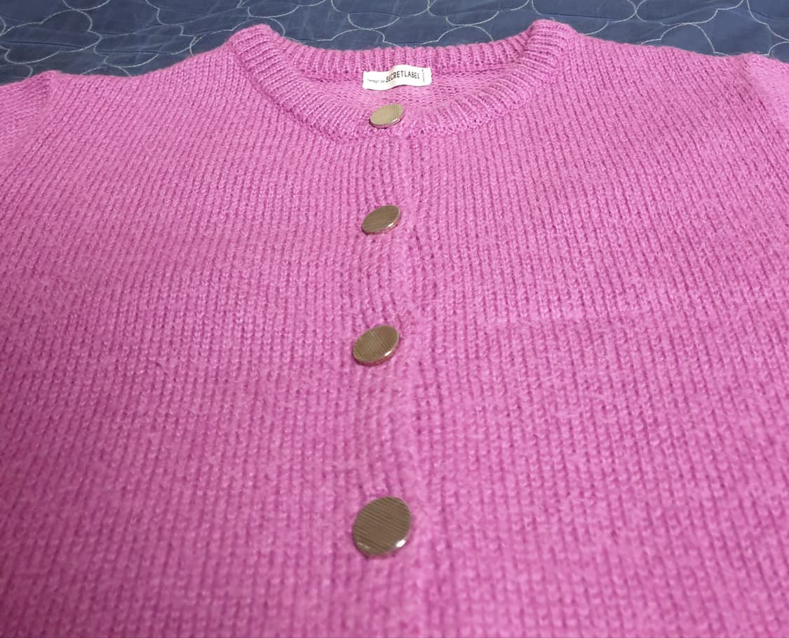 시크릿라벨 크롭 니트 가디건 퍼플 (M) 상품이미지2