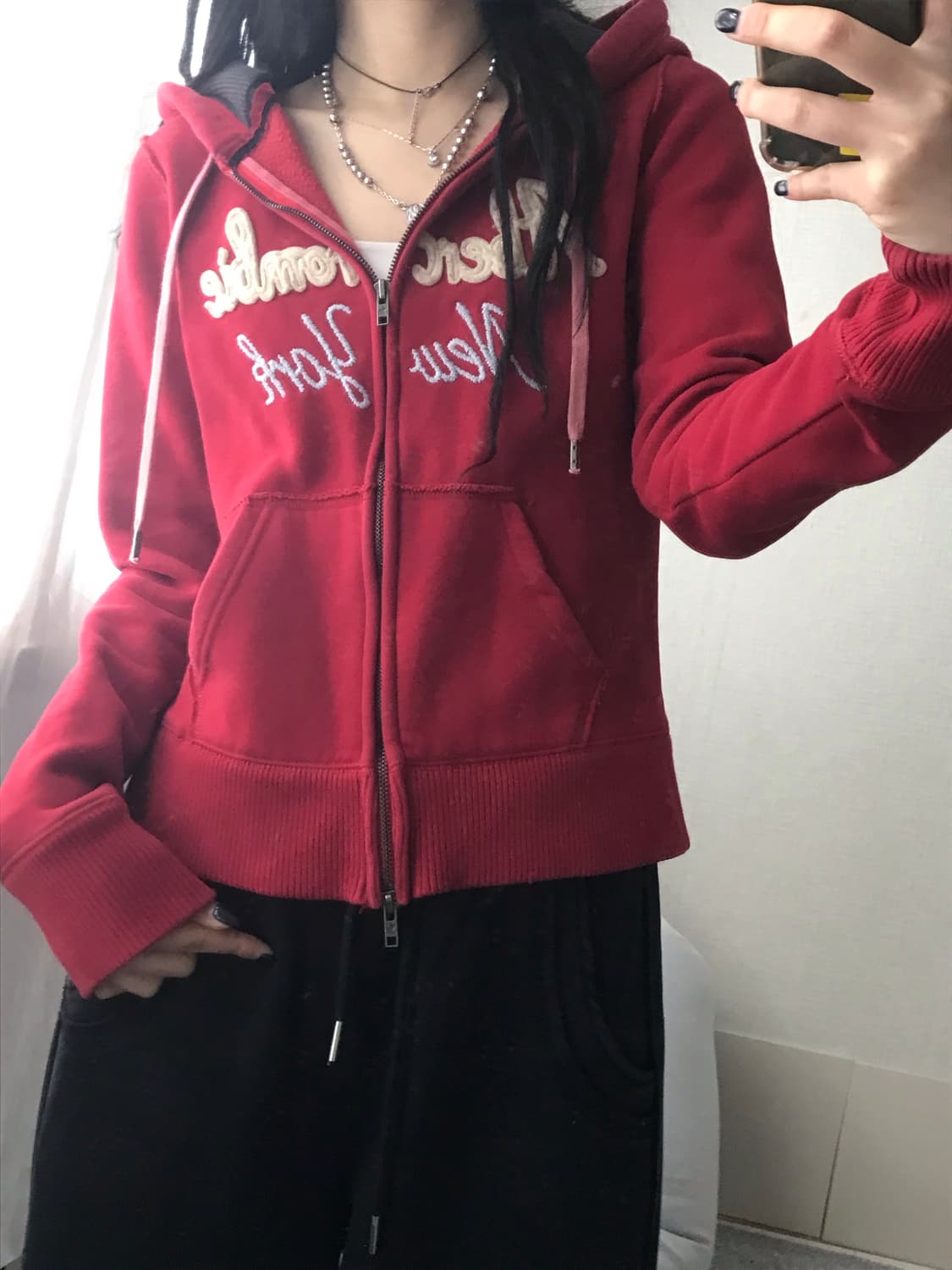 아베크롬비 딥레드 투웨이 후드집업 상품이미지2