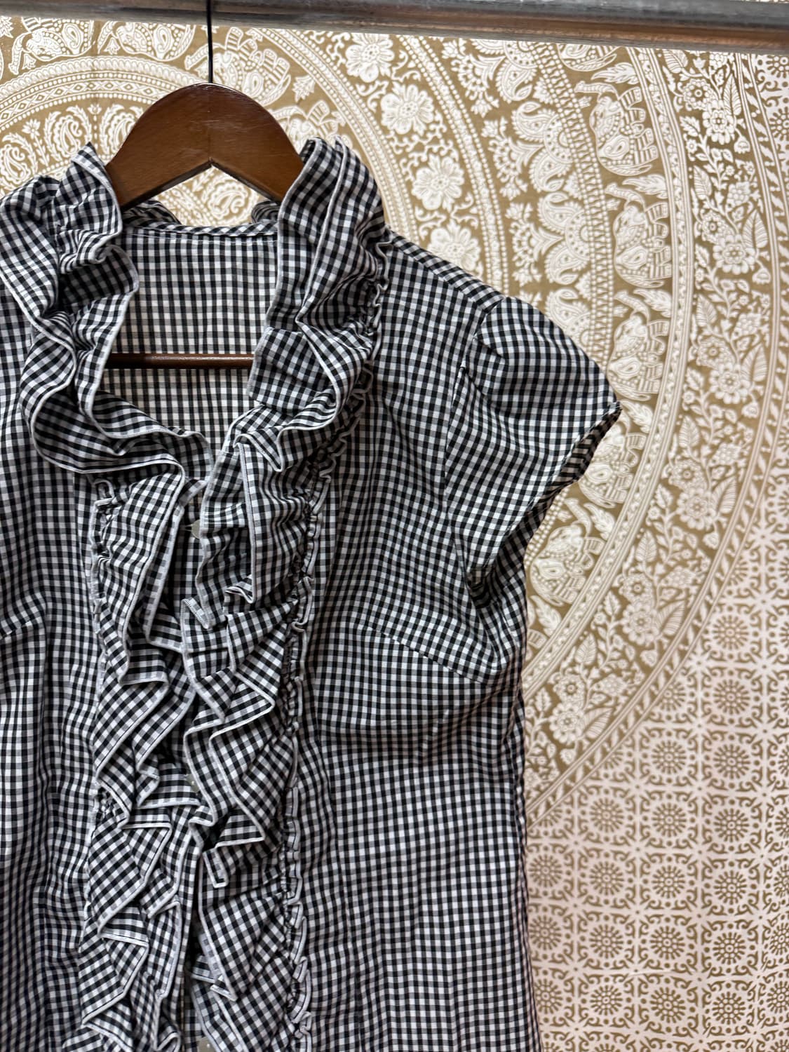 제페니즈 빈티지 셔링 체크 반소매 셔츠 (Z989) 상품이미지4