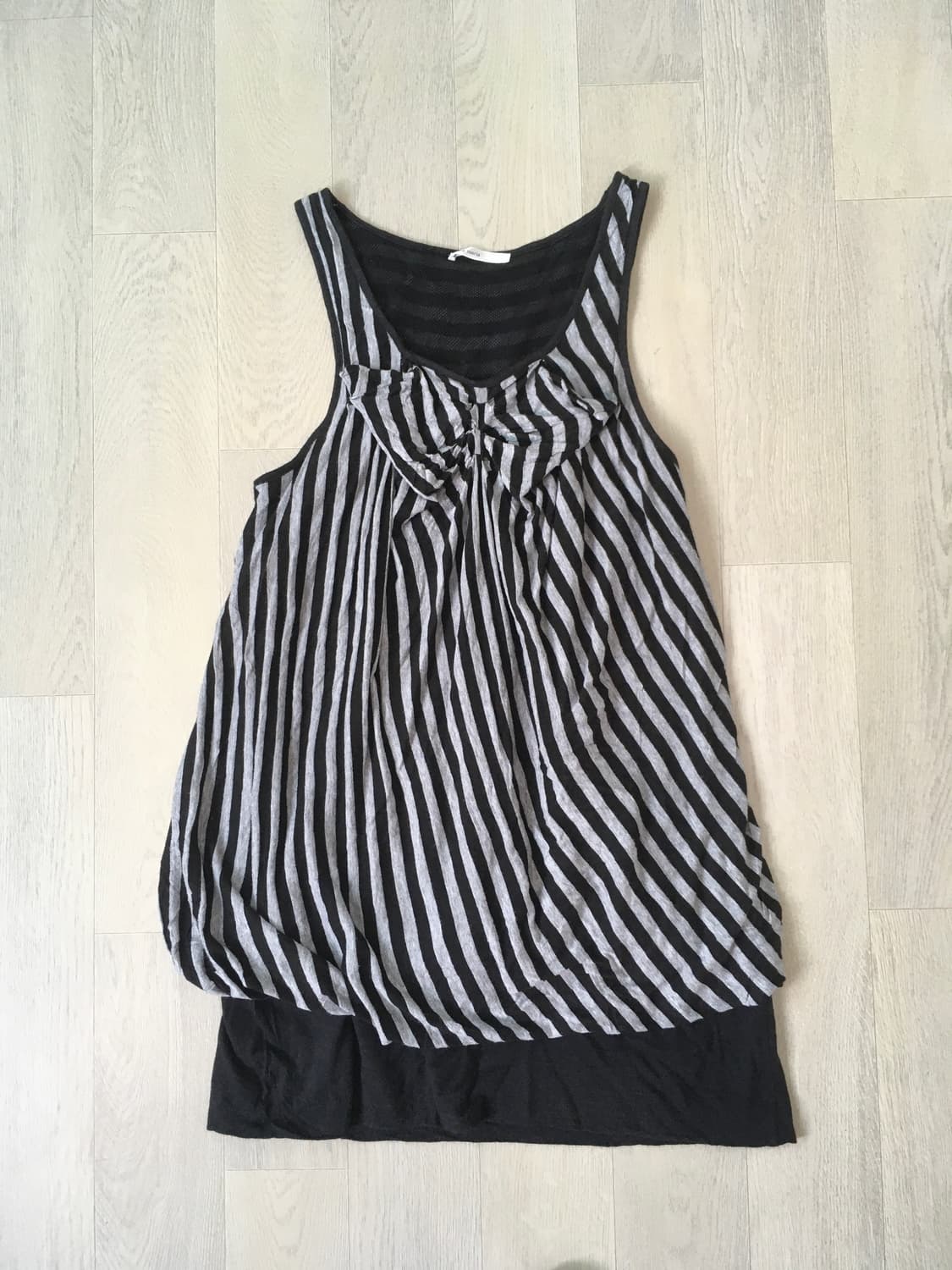 jpn vintage stripe shirring ribbon layer 상품이미지2
