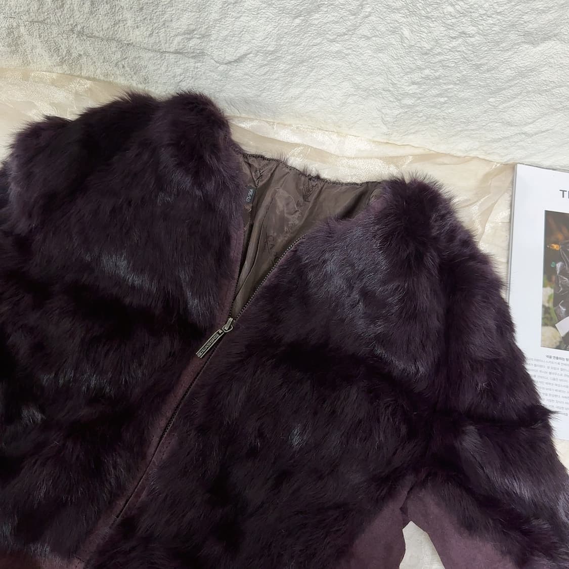 빈티지 다크 퍼플 토끼털 되지가죽자켓 상품이미지6