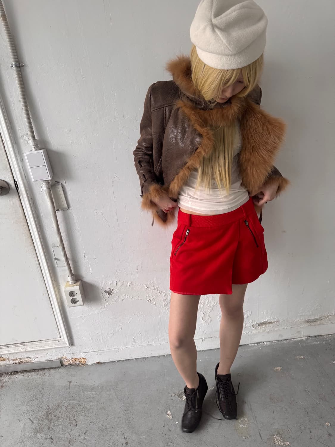 Slim fur trimming jacket 상품이미지5