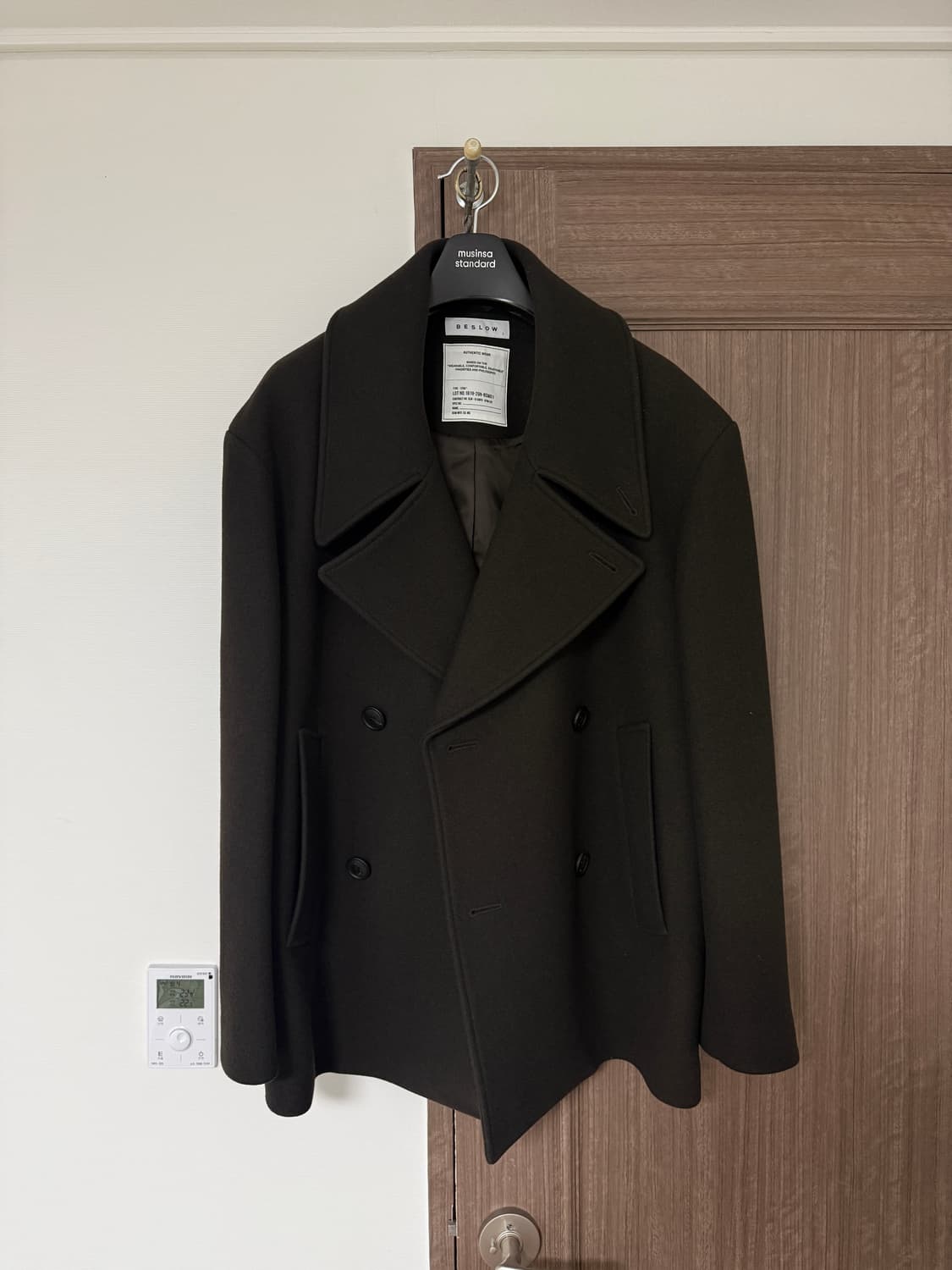 비슬로우 오버사이즈 피 코트 다크브라운 L 상품이미지1