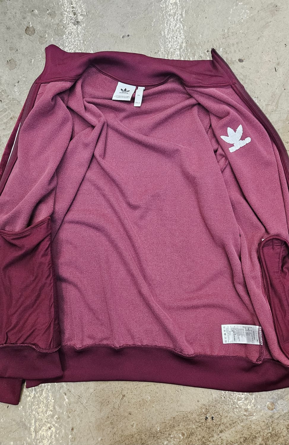 아디다스 벨벳 벨루어 트랙탑 버건디 2XL 상품이미지3
