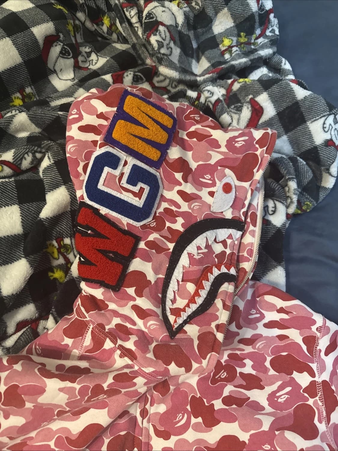 베이프 ABC 카모 샤크 후드집업 핑크 상품이미지4