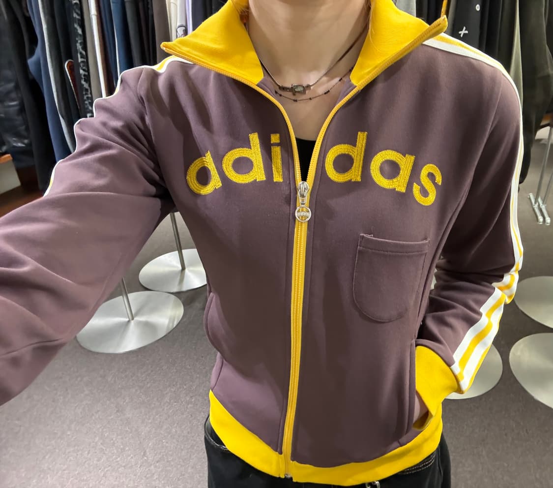 M)Adidas 빈티지 여성 빅로고 옐/퍼 트랙탑 져지 상품이미지1