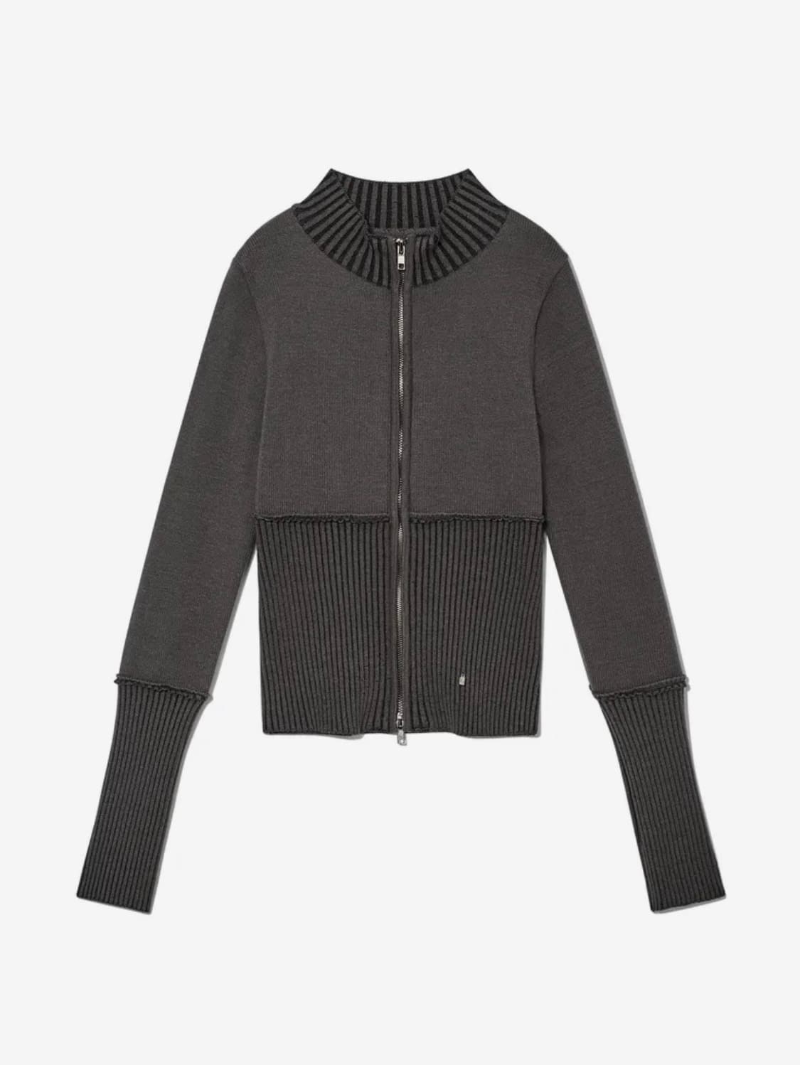 glowny debb twotone knit zip-up one size 상품이미지1