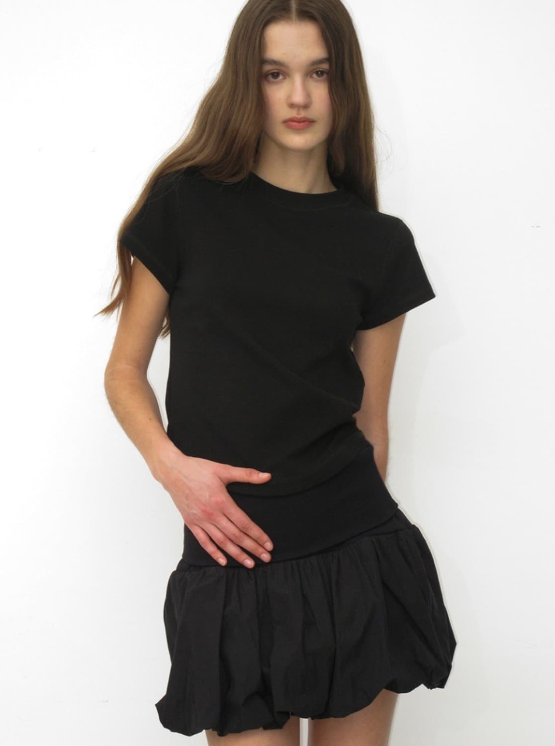 파르티멘토 우먼  2WAY PUFF SKIRT BLACK 상품이미지1