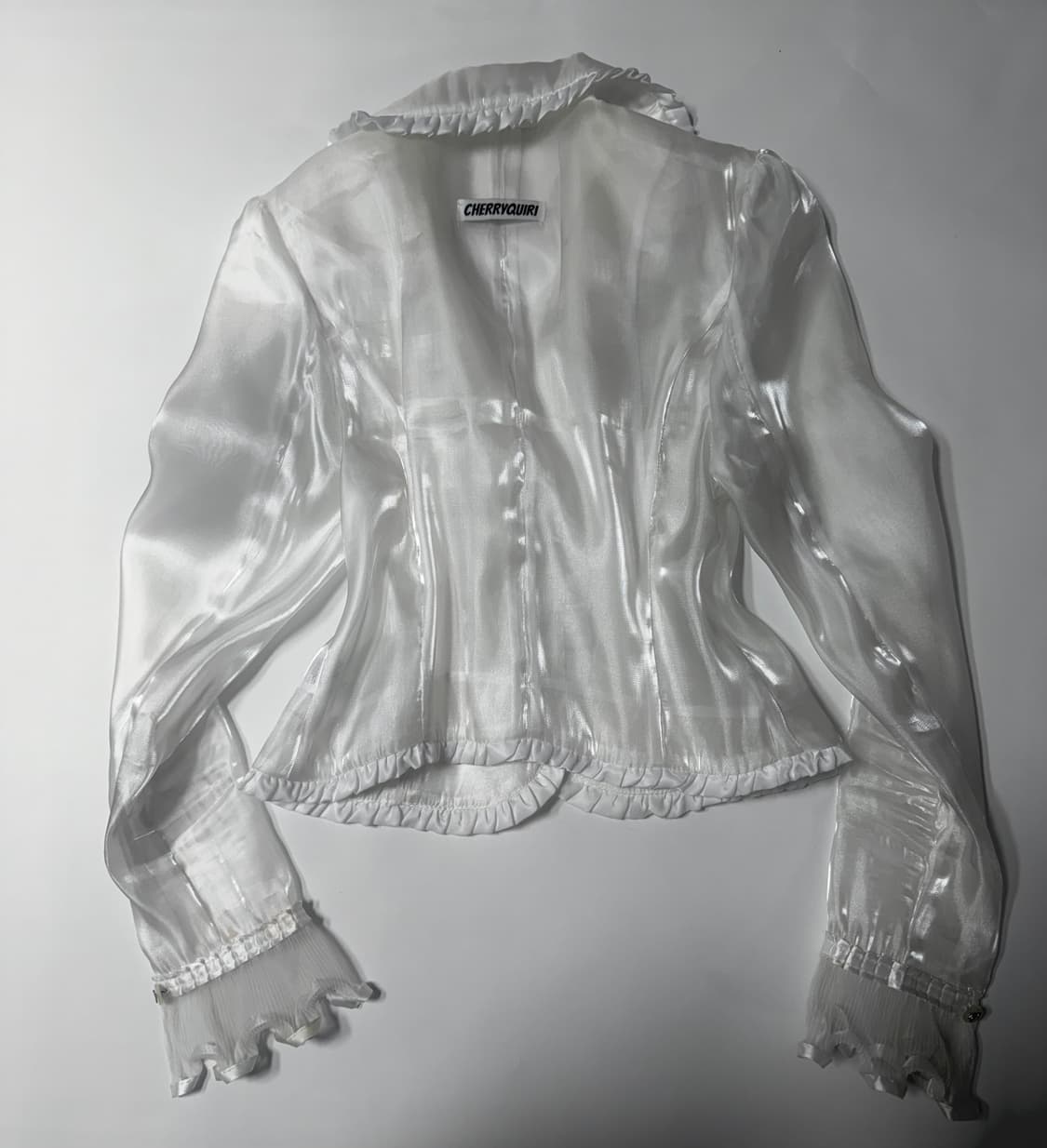 체리퀴리 화이트 오간자 시스루 자켓 상품이미지2