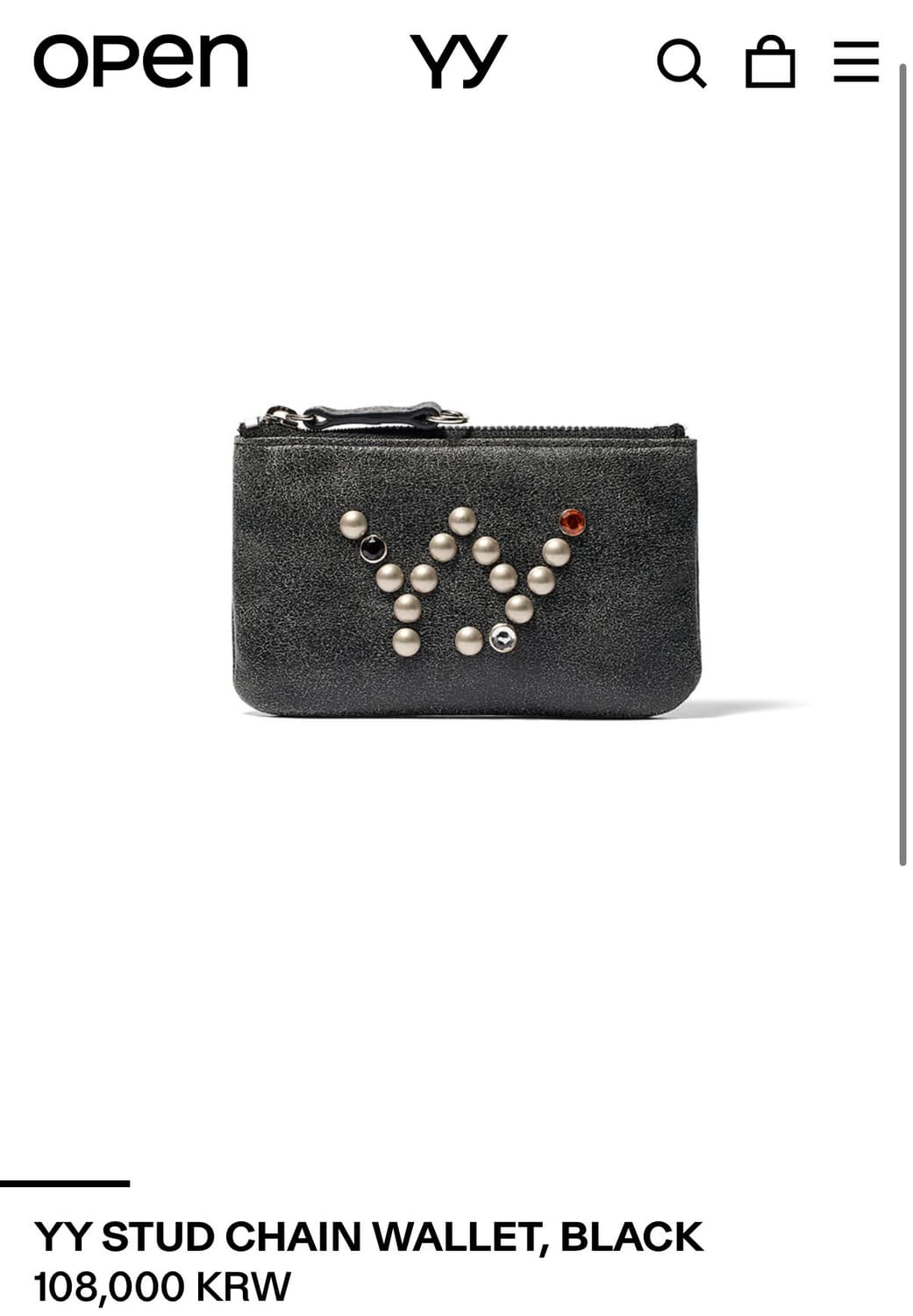 오픈와이와이 OPEN YY 스터드 블랙 카드지갑 상품이미지1