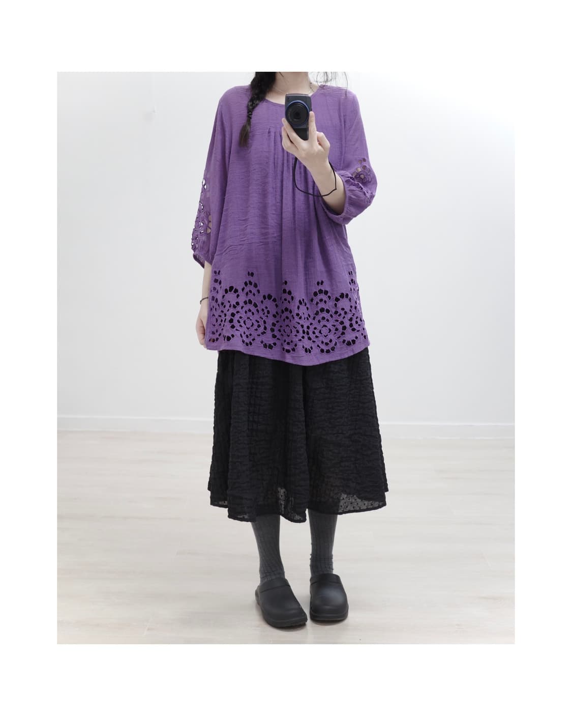 Purple vintage punching blouse 상품이미지1