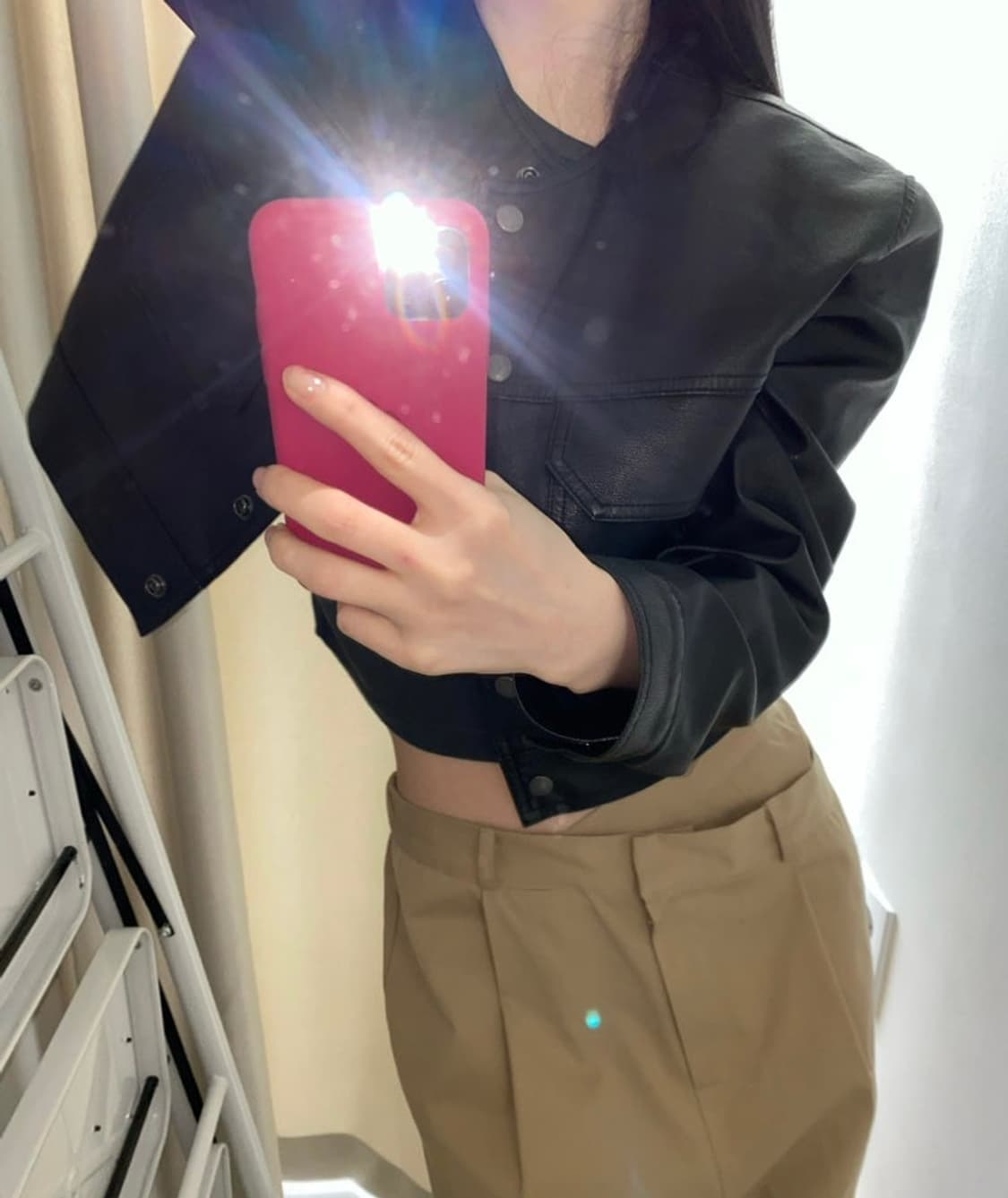 릿킴 데이도어 블랙업 라운드넥 레더 자켓 (새상품) 상품이미지1