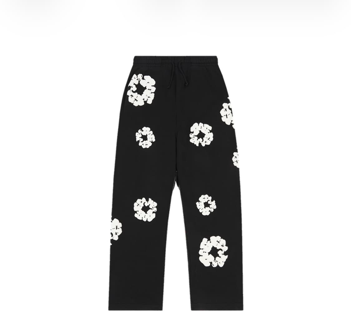 데님 티어스 코튼 리쓰 배기 스웻팬츠 블랙 상품이미지2