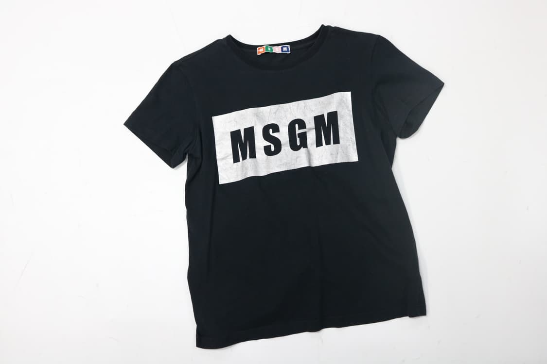 MSGM 엠에스지엠 실버 박스로고 블랙 반팔 티셔츠 (XS) 상품이미지3
