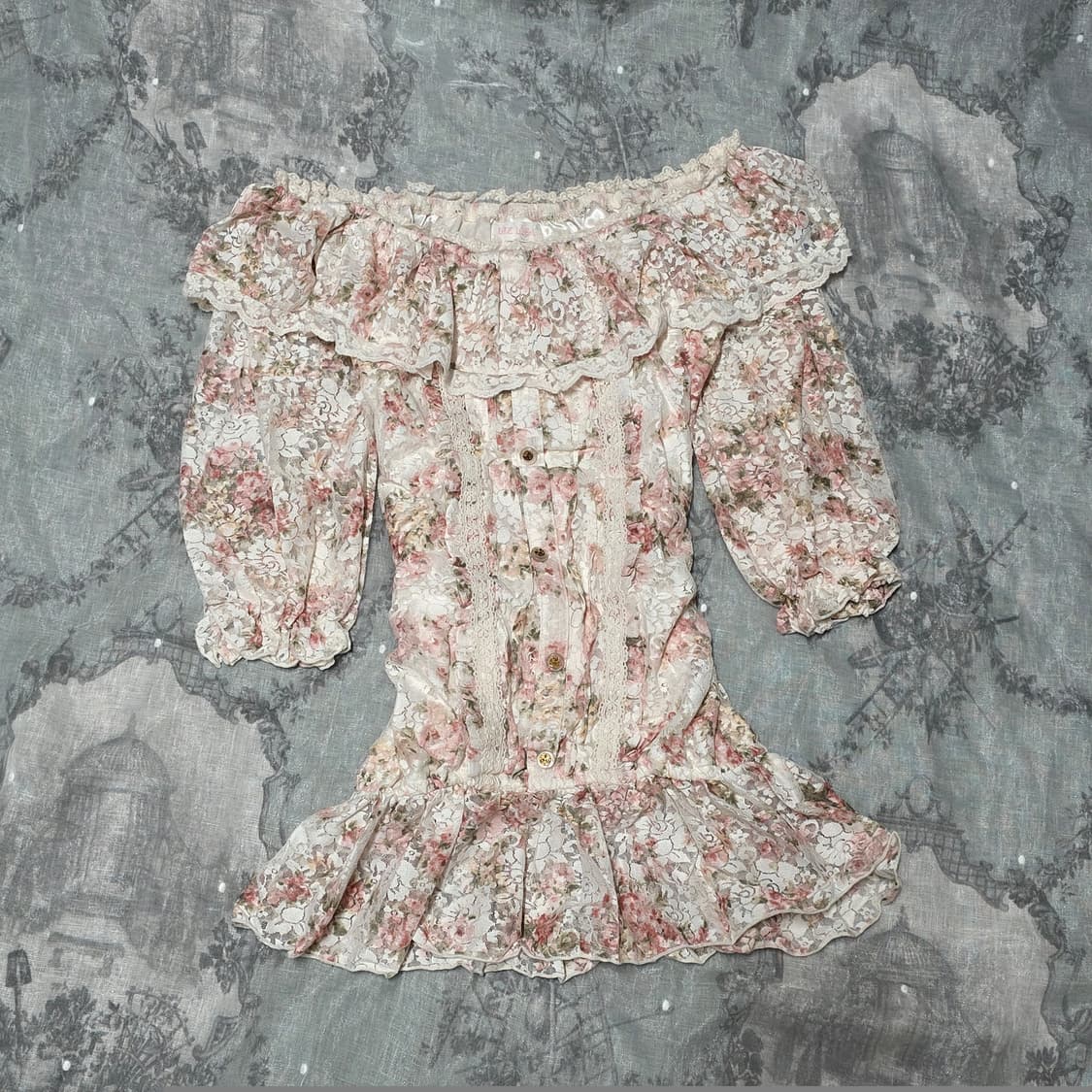 빈티지 리즈리사 고전 히메카지 플로럴 오프숄더 히메갸루 상품이미지1