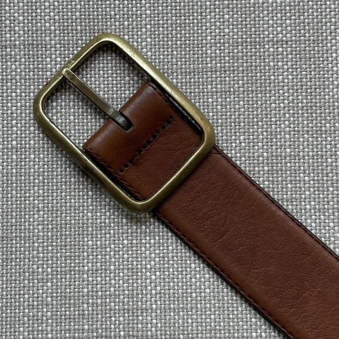 [31-32] 90s USA 카멜브라운 레더 솔리드 브라스 버클 벨트 상품이미지5