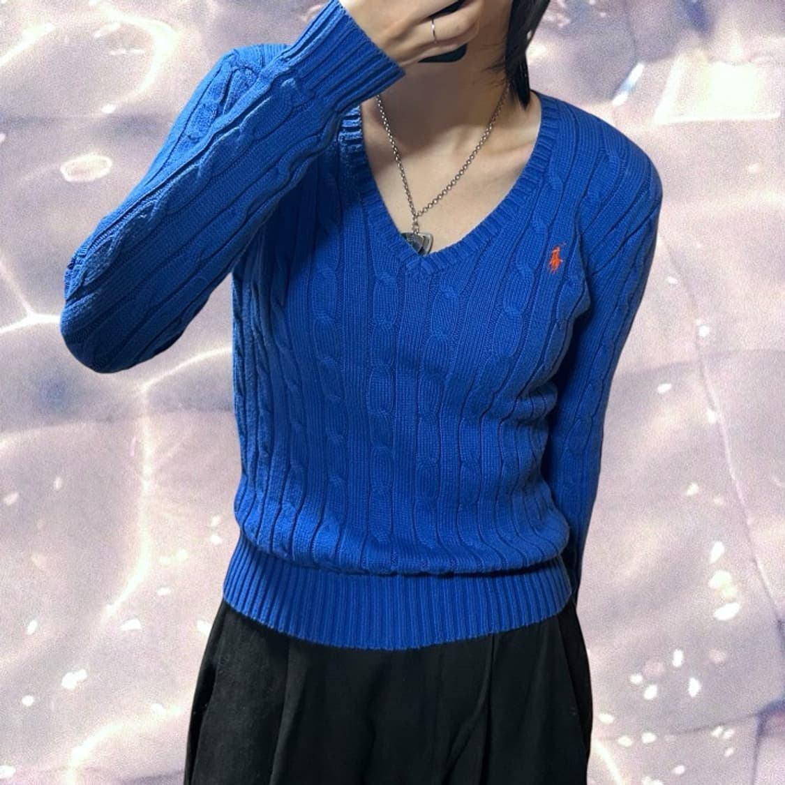 폴로 랄프로렌 신형 브이넥 꽈배기 니트 코발트 블루 XS 상품이미지2