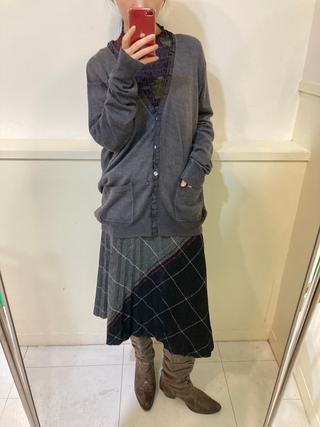 울 플리츠 플레어 미디 스커트 상품이미지10