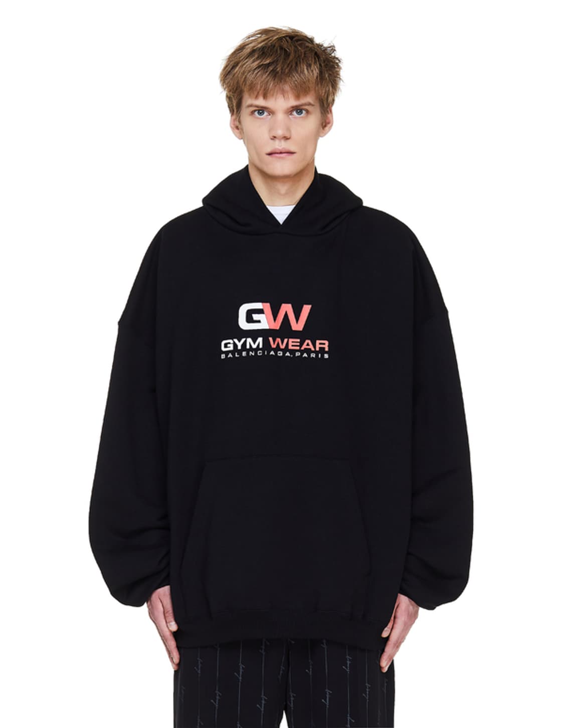 발렌시아가 오버 짐웨어 후드티 M 그레이 상품이미지3