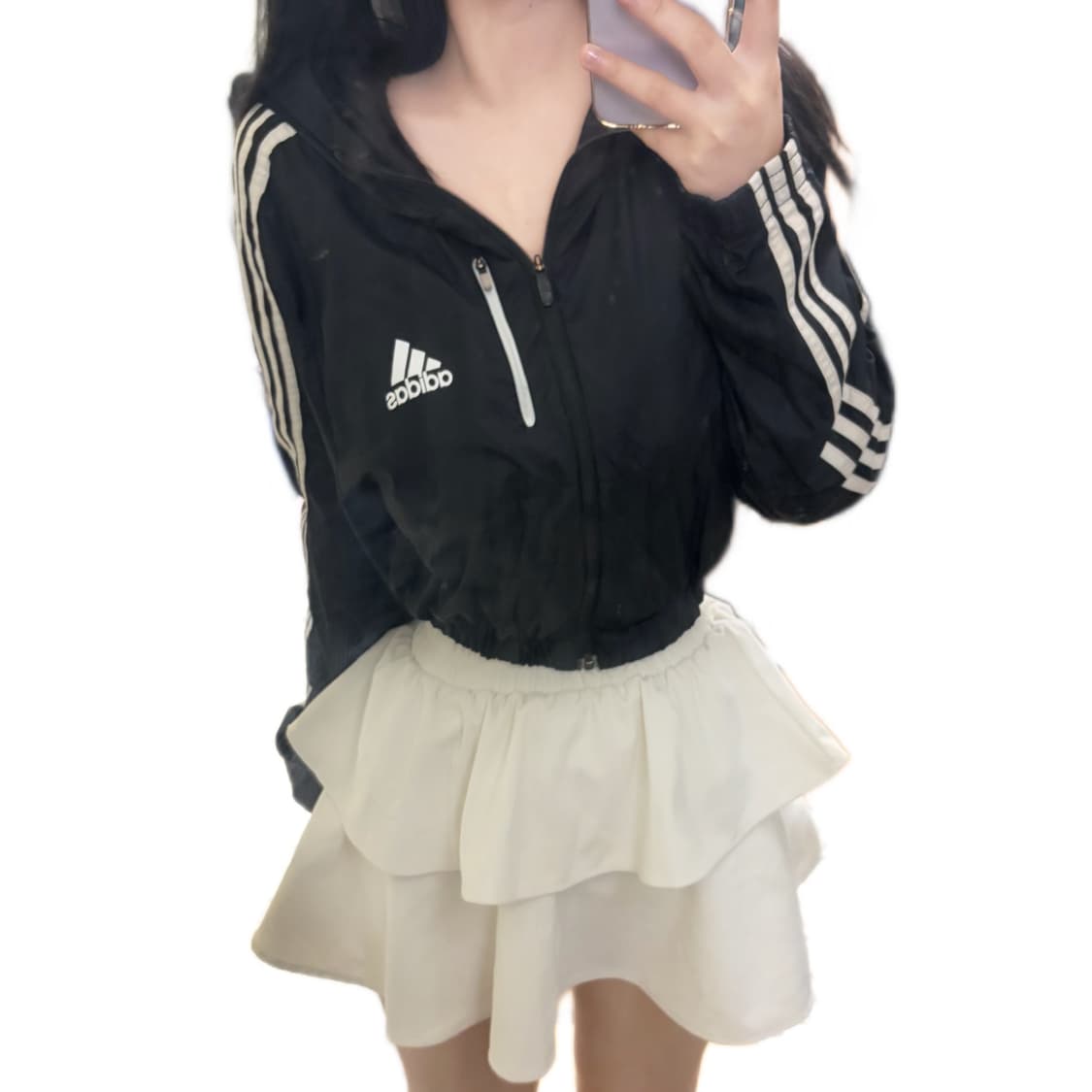 아디다스 리메이크 크롭 블랙 후드 바람막이 상품이미지1