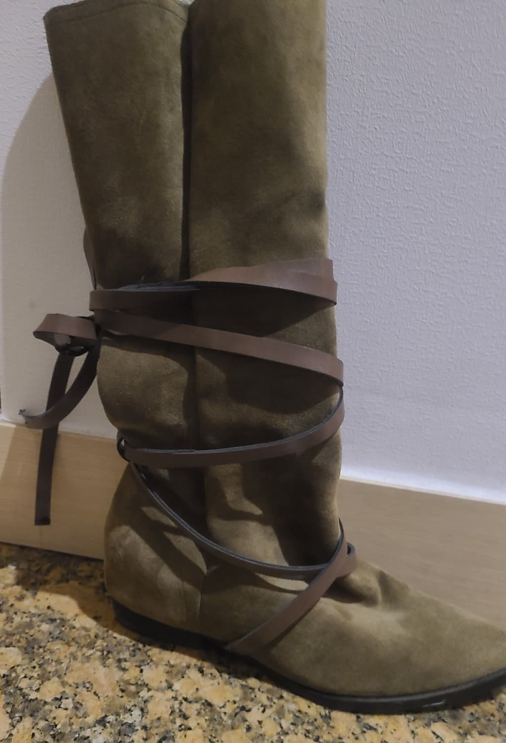 카키색 웨스턴 롱 부츠 상품이미지3