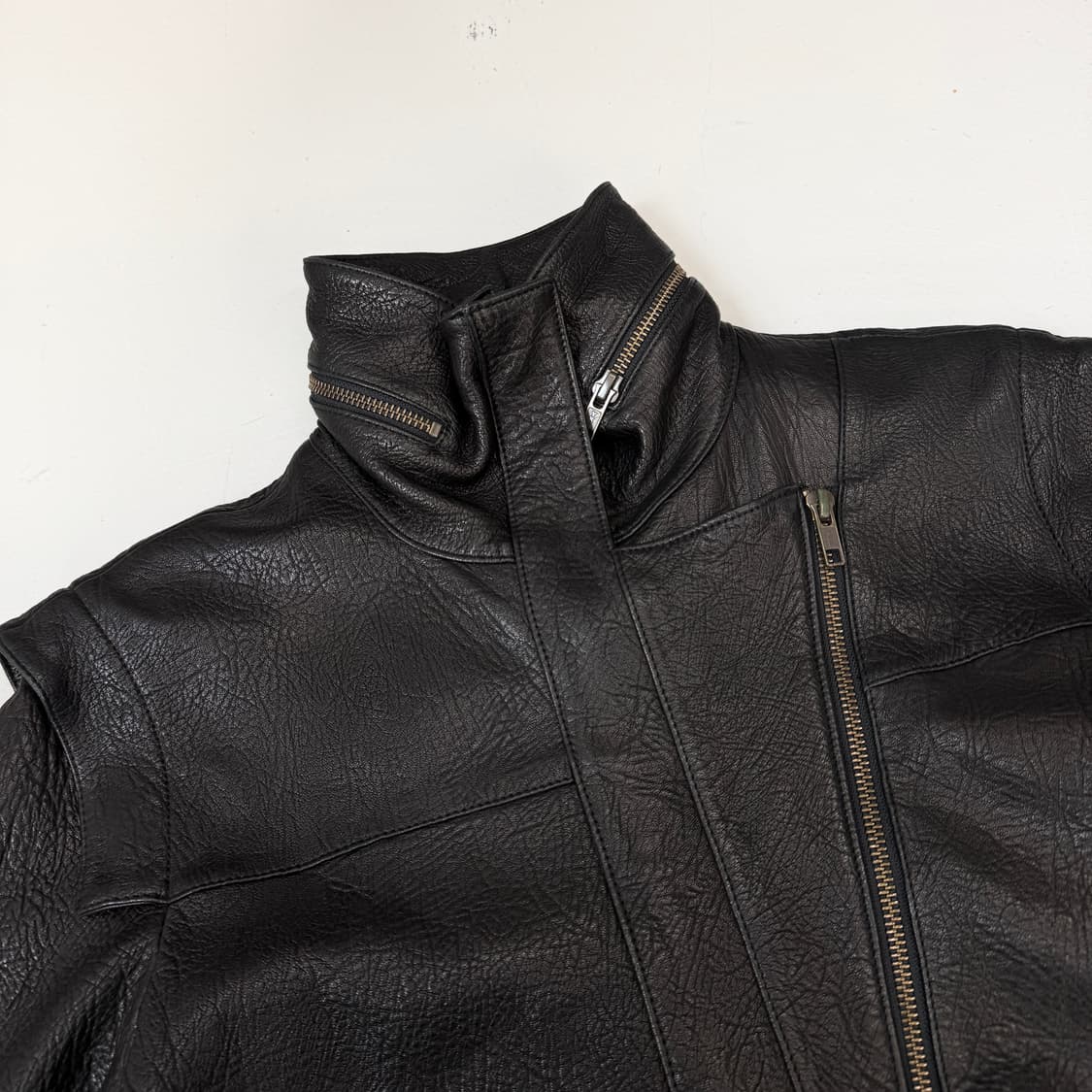 띠어리 리얼레더 사선 락시크 펑크 릭오웬스맛 양가죽 자켓 상품이미지3