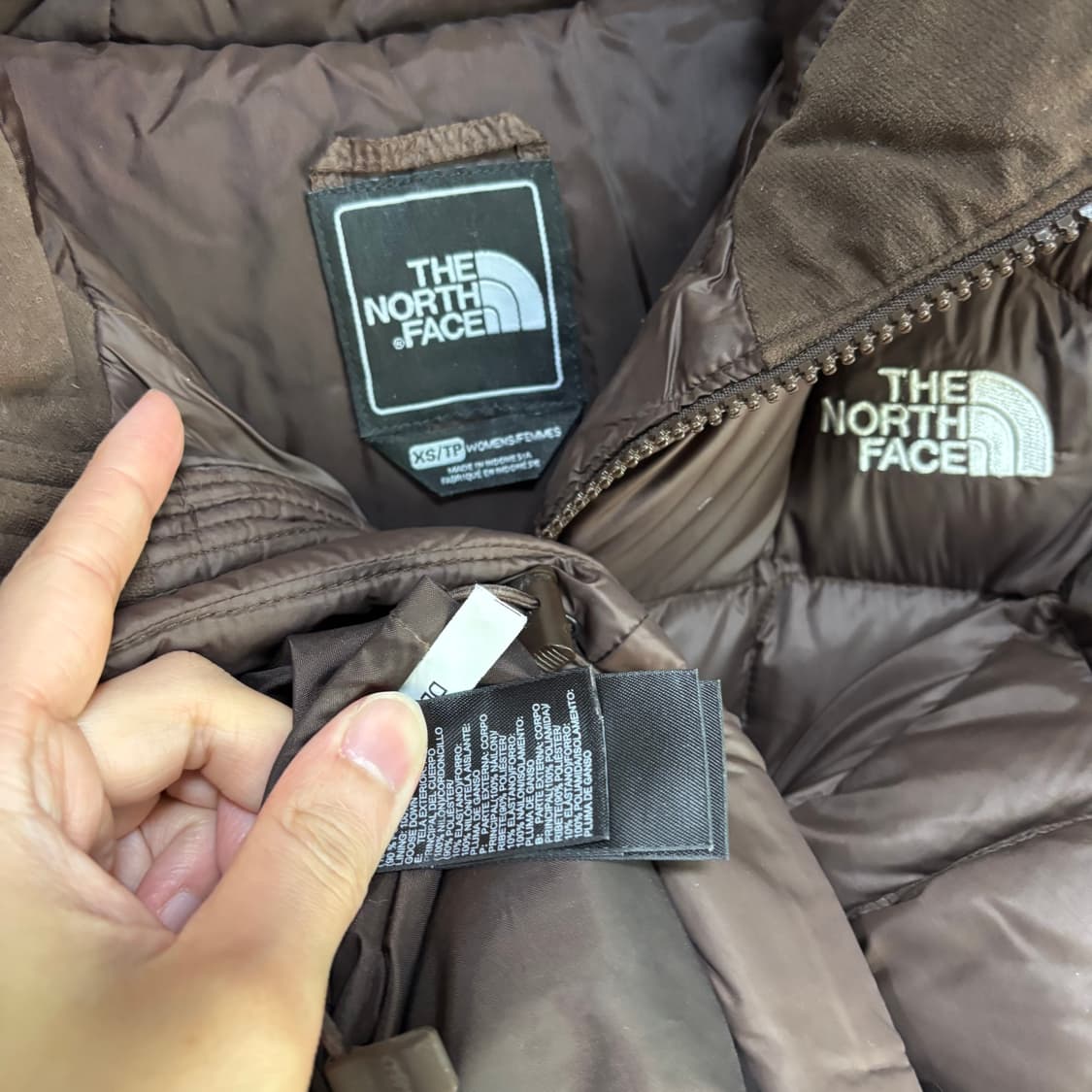 노스페이스 구스다운 패딩 브라운 해외판 상품이미지3