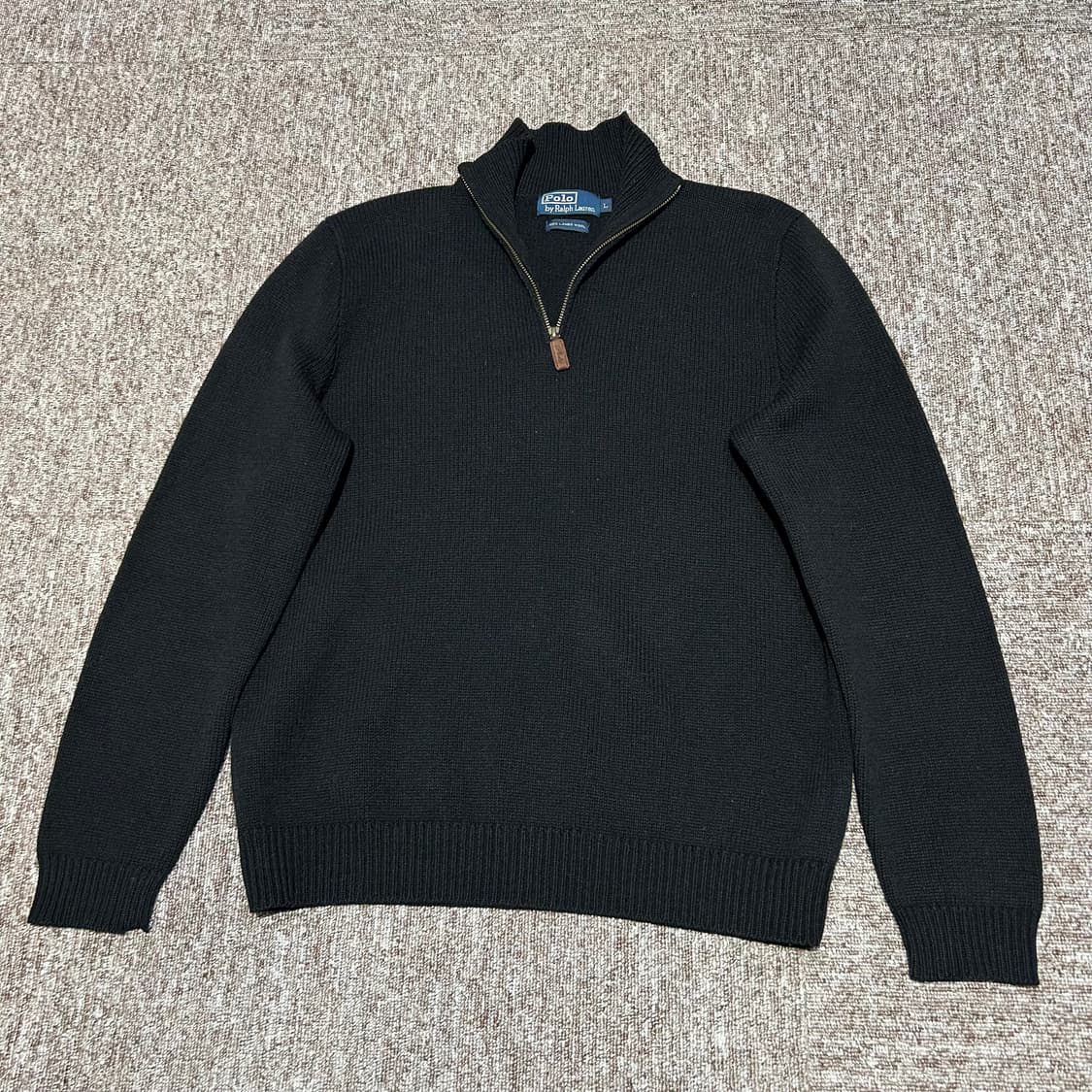 L) 폴로 랄프로렌 블랙 램스울 니트 반집업 풀오버 상품이미지1