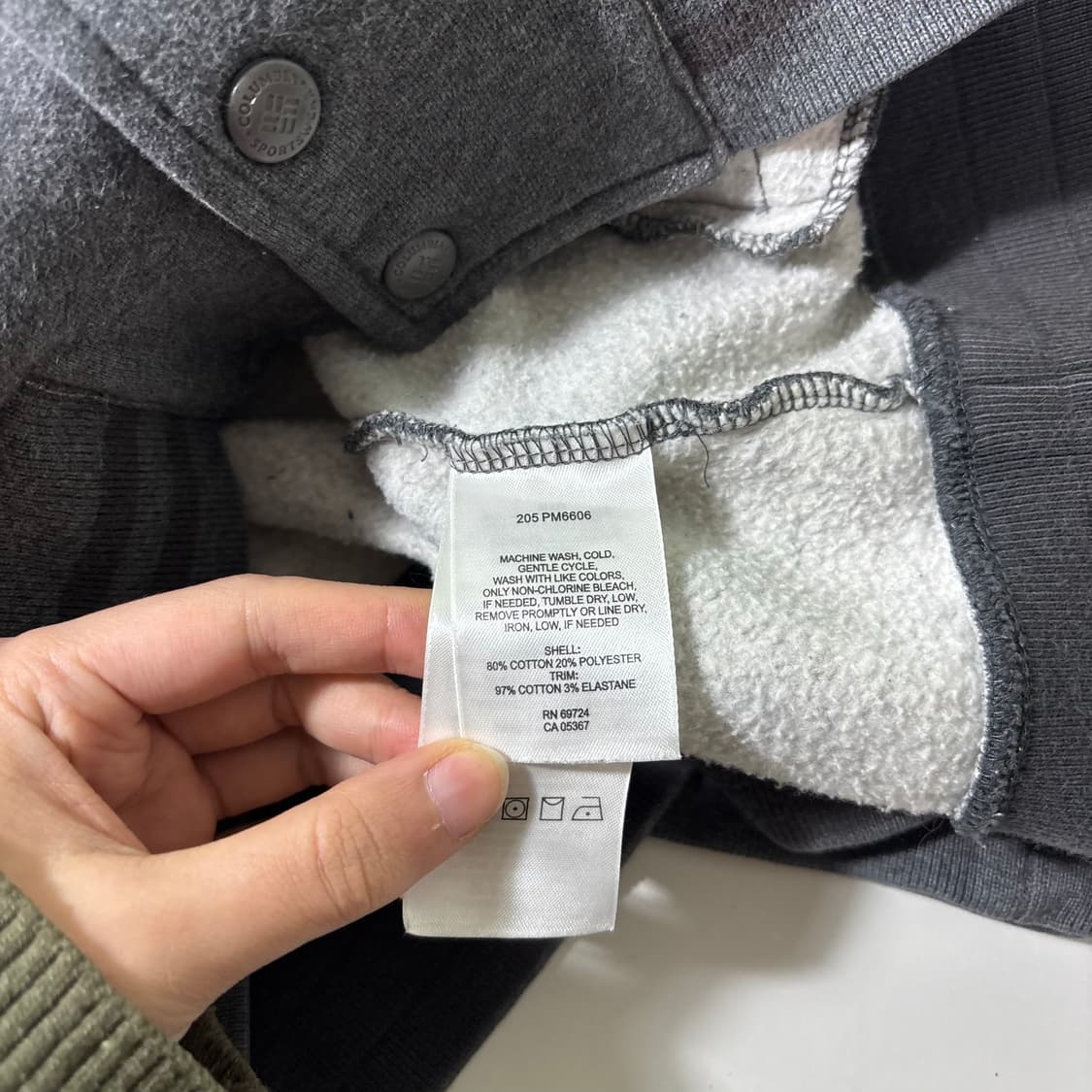 L 컬럼비아 그레이 오버핏 안감기모 코튼 바시티자켓 상품이미지6