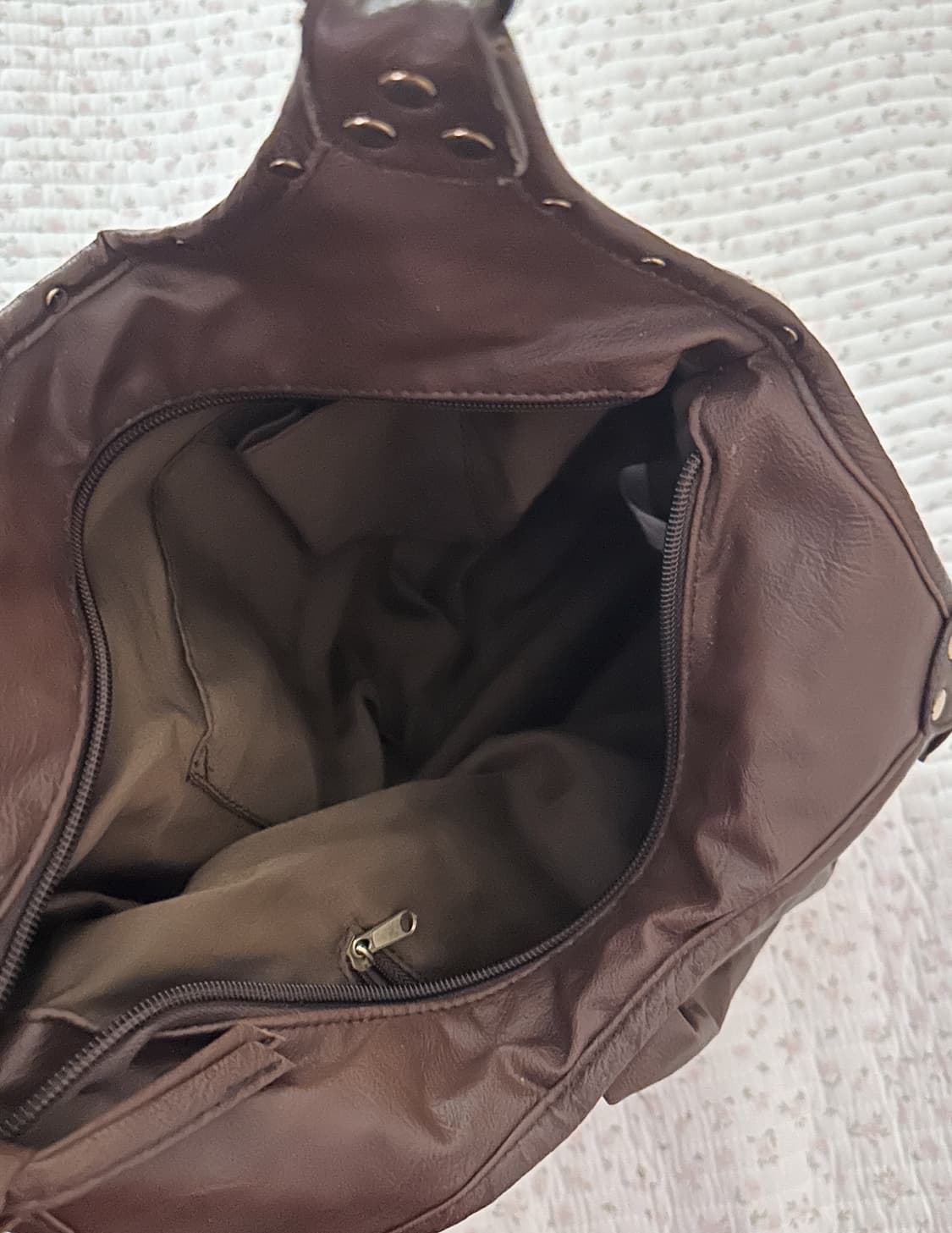 빈티지 레이스 가죽 브라운 숄더백 모리걸 상품이미지3