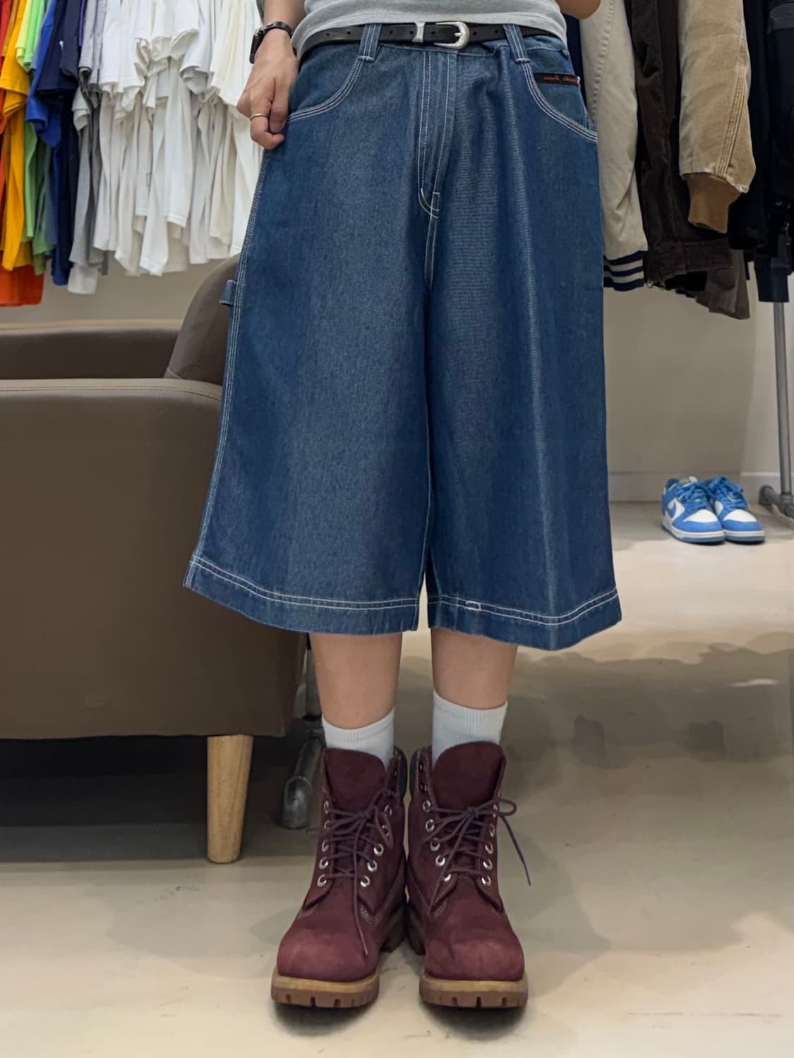 가우초 스티치 카펜터 데님 숏츠 상품이미지5