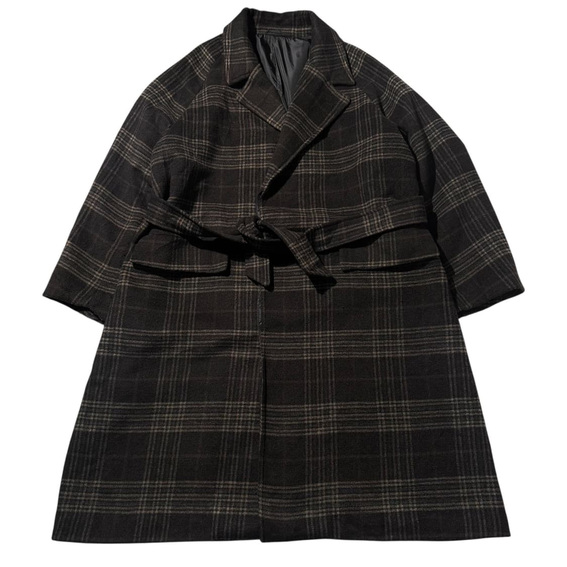 빔즈 하트 체크 로브 싱글 롱코트 상품이미지1