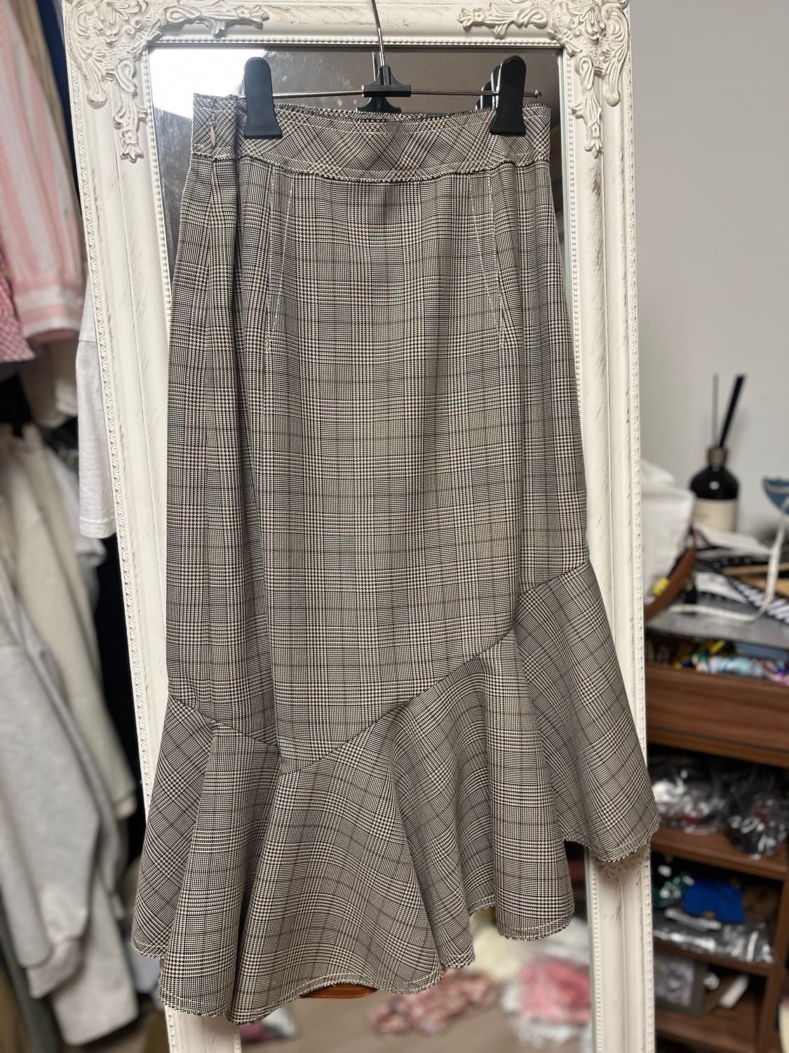 럭키슈에트 체크 머메이드 스커트 36 상품이미지3