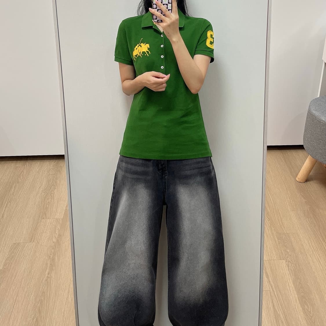 폴로 랄프로렌 트리플포니 그린 카라 반팔 티셔츠 상품이미지1
