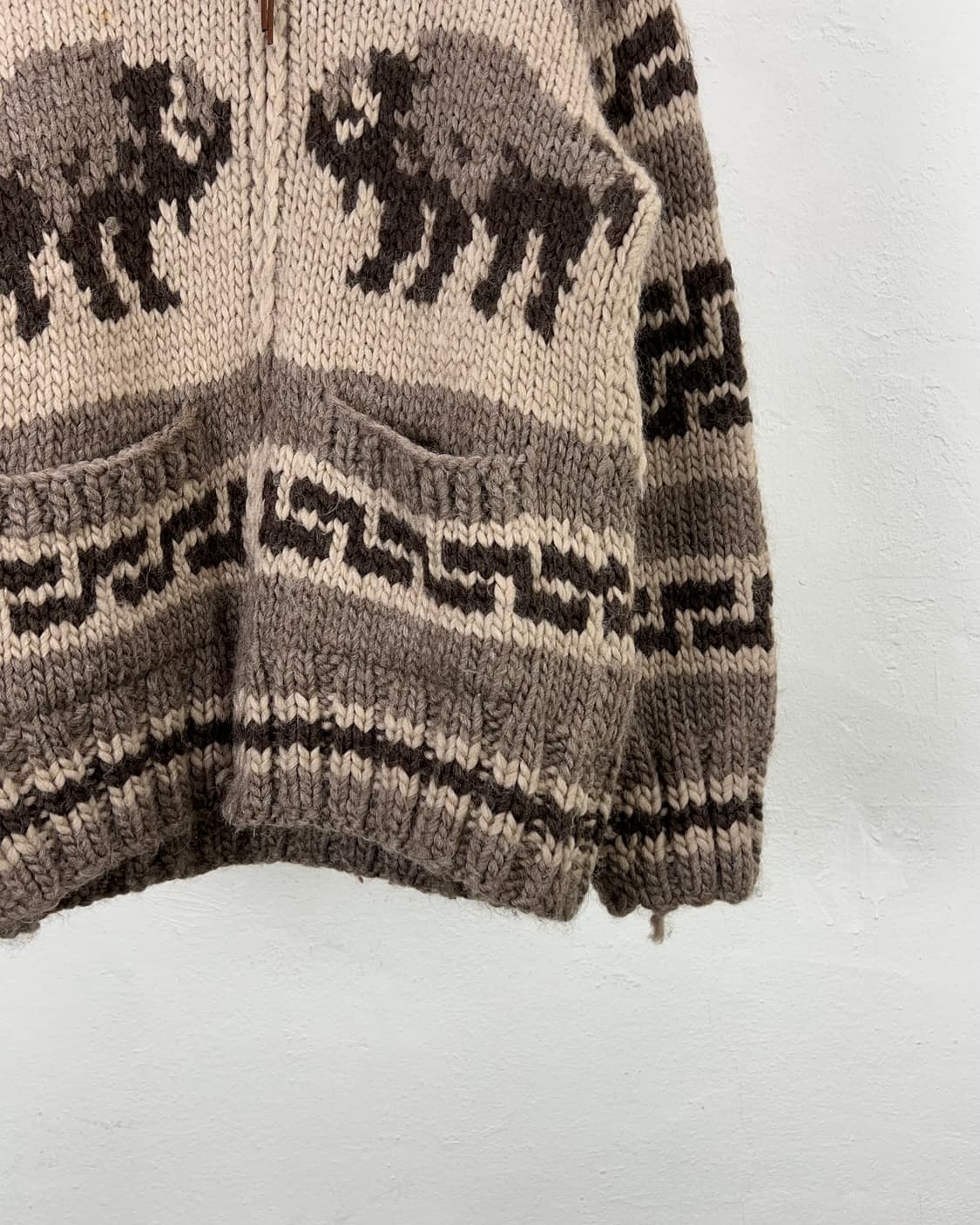 카나타 딥 브라운 바이슨 헤비 숄 카라 코위찬 스웨터 자켓 상품이미지5