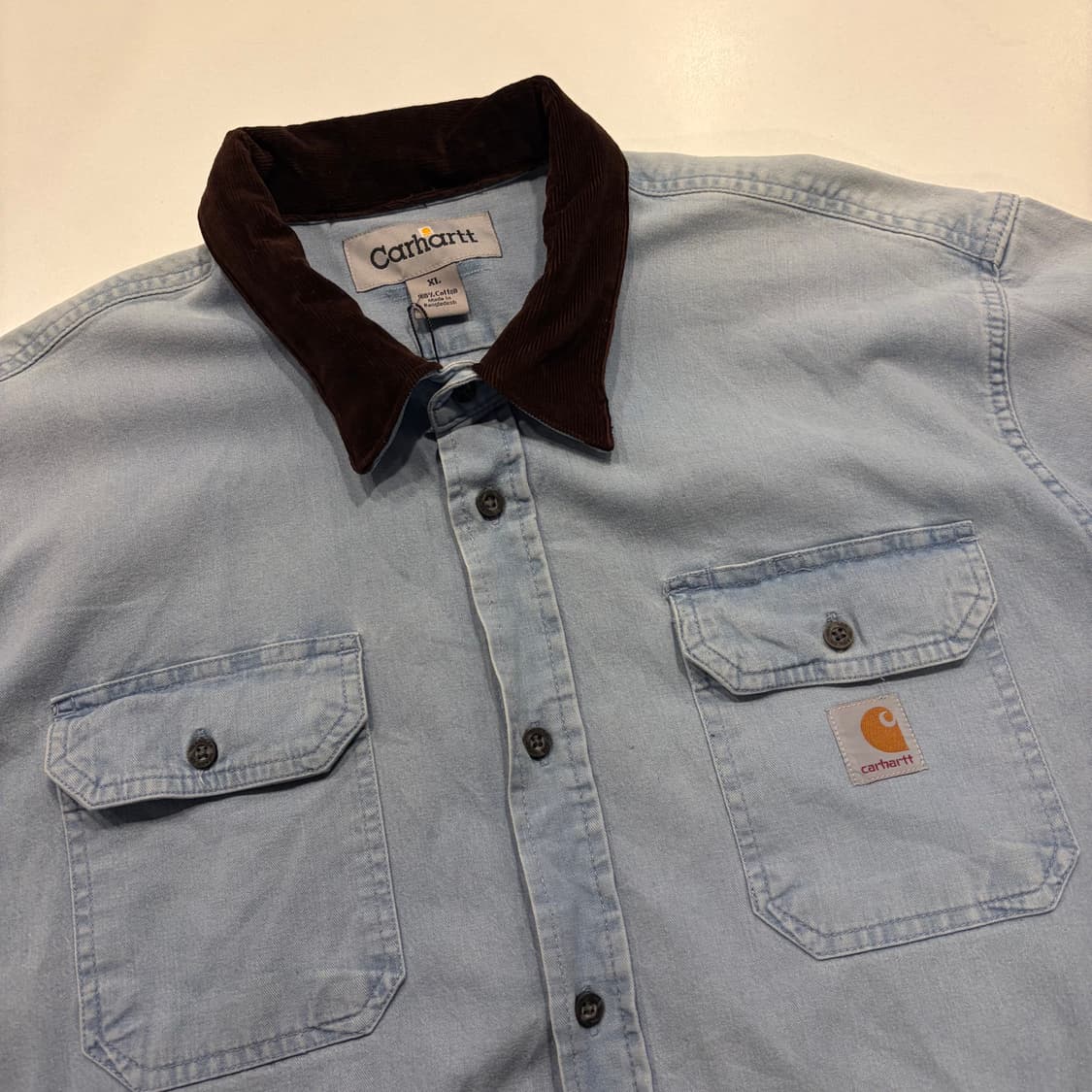 [XL] 칼하트 리워크 브라운 골덴 카라 반팔 셔츠 C731 상품이미지3
