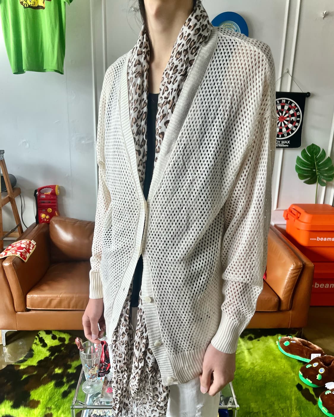 Terawear Emu White Mesh Knit Cardigan 상품이미지2