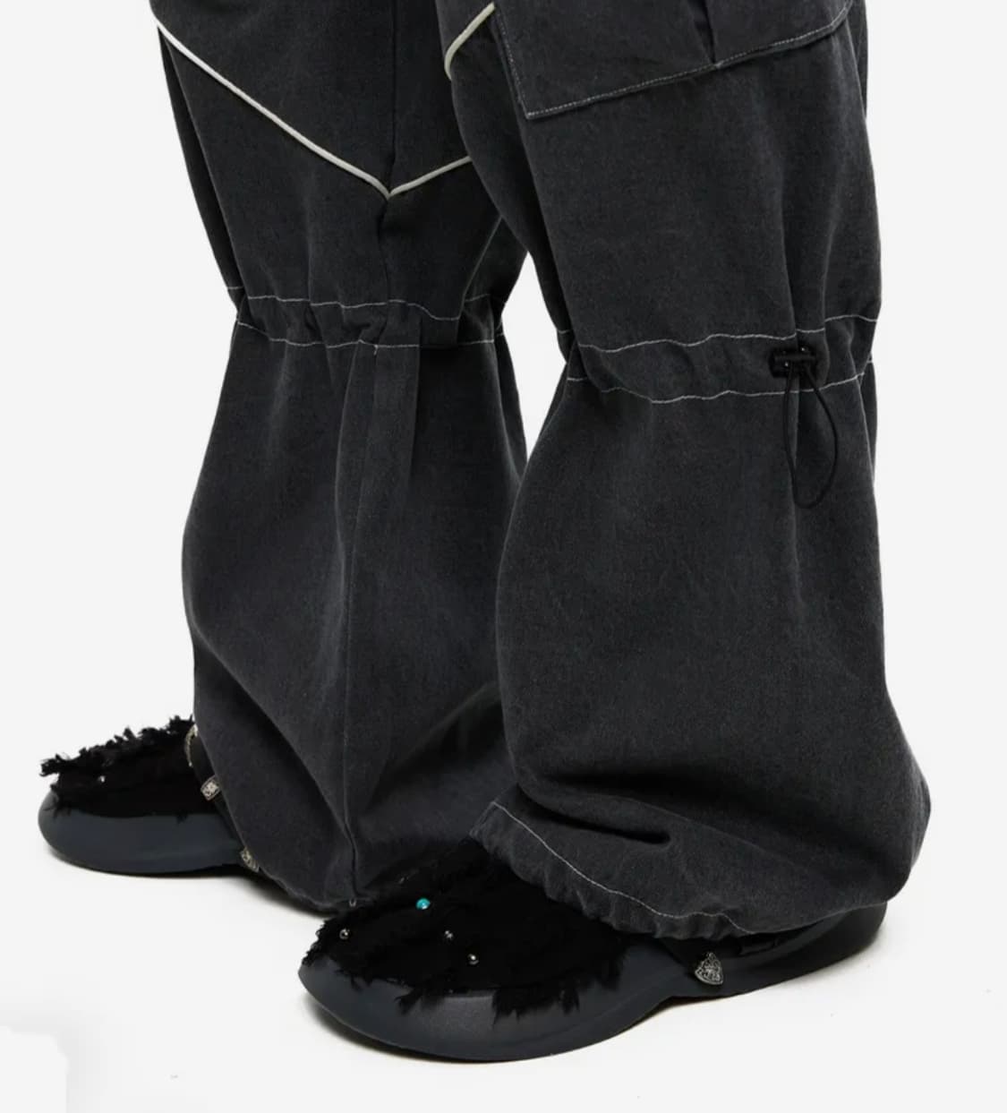 알에스에스씨 무릎 스트링 데님 팬츠 그레이 1사이즈 (새상품) 상품이미지2