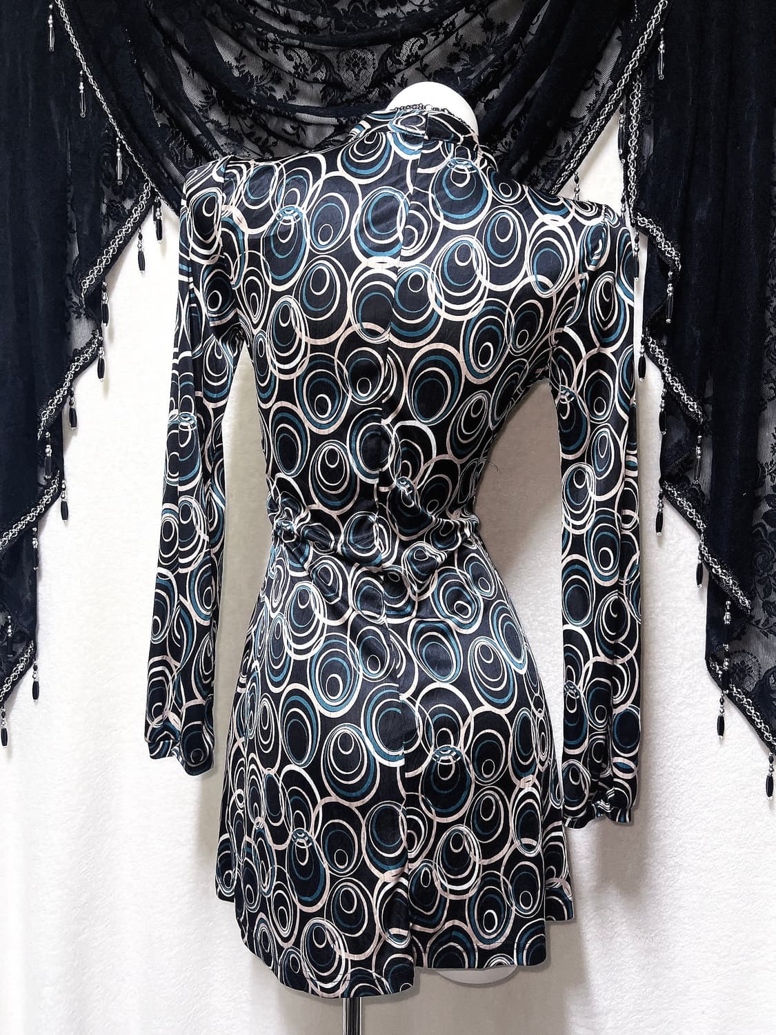 오네갸루 섹시 히메 기하학패턴 새틴 오링 미니원피스 헤이세이 시부야 펑크 상품이미지8