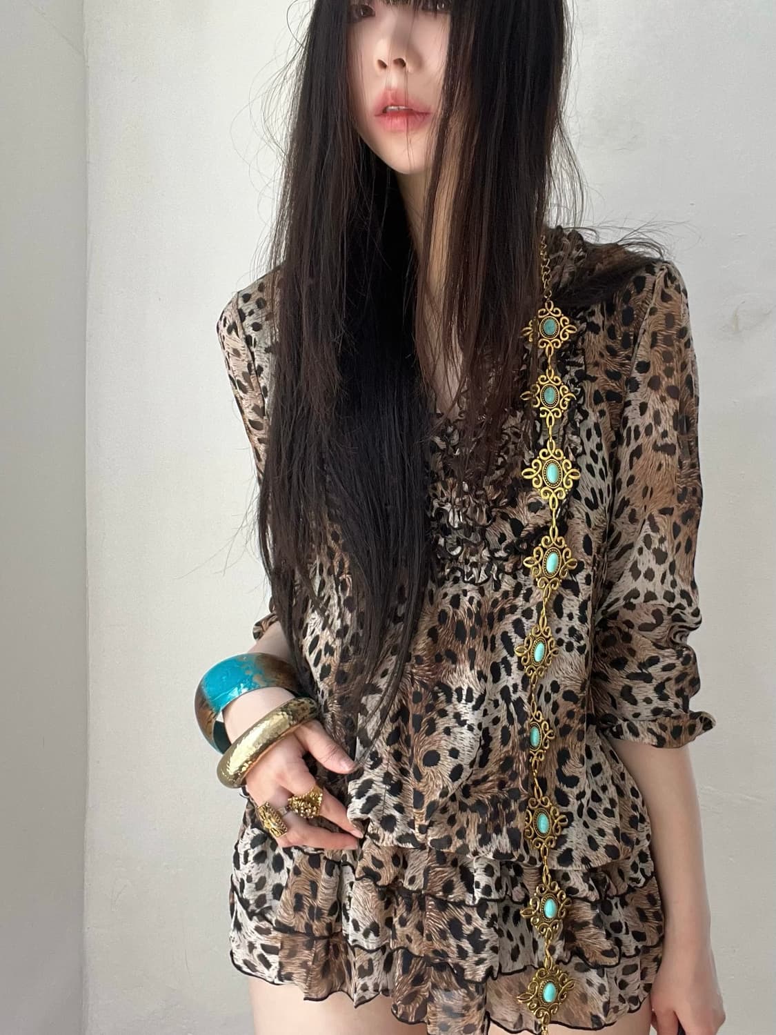 레오파드 프릴 탑 상품이미지3