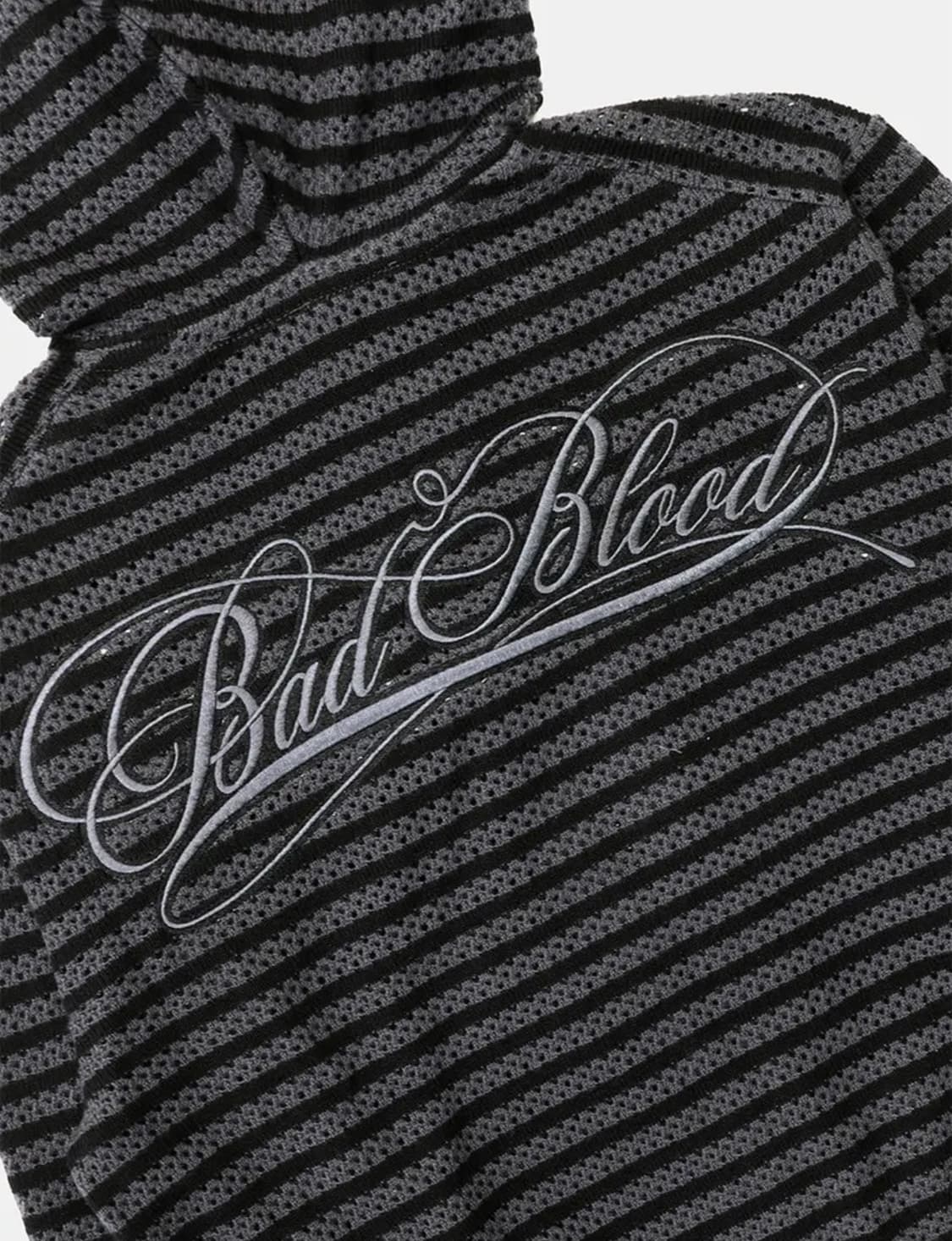 [새상품]배드블러드 스트라이프 크로쉐 니트집업 - 챠콜 S 상품이미지5
