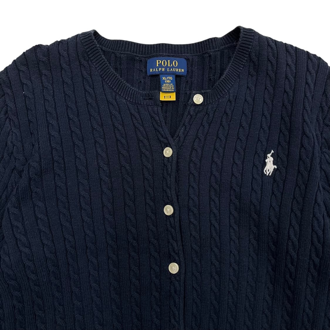 폴로 랄프로렌 화이트포니 네이비 꽈배기 가디건 XL 상품이미지4