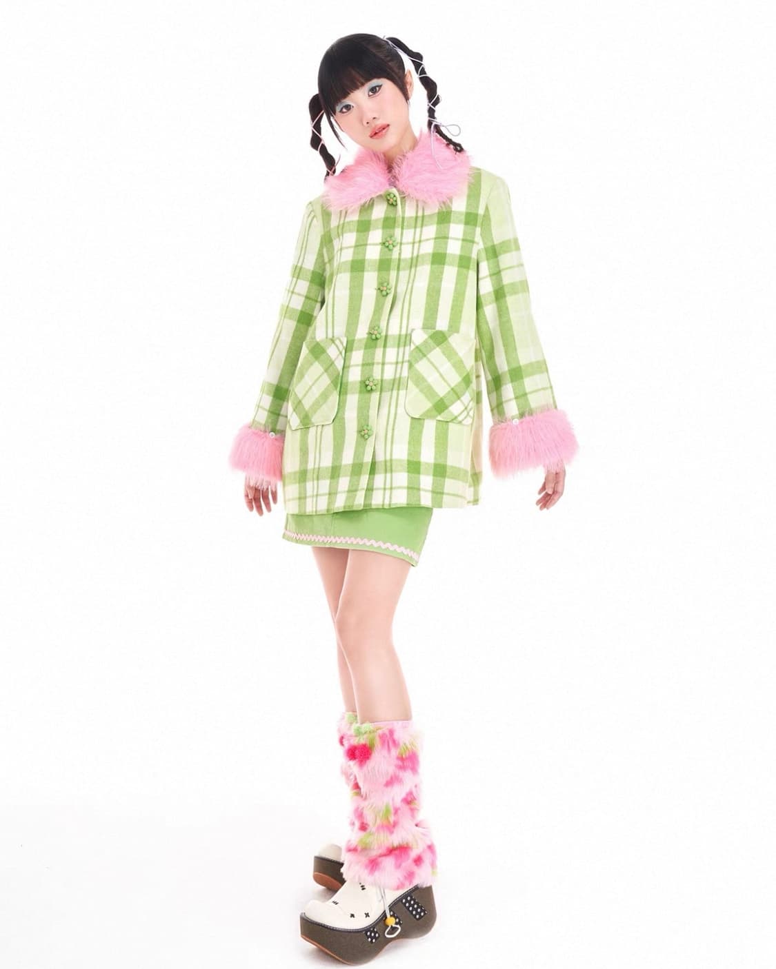 체리 레그워머 아이돌 무대 의상 y2k 퍼 빈티지 상품이미지4